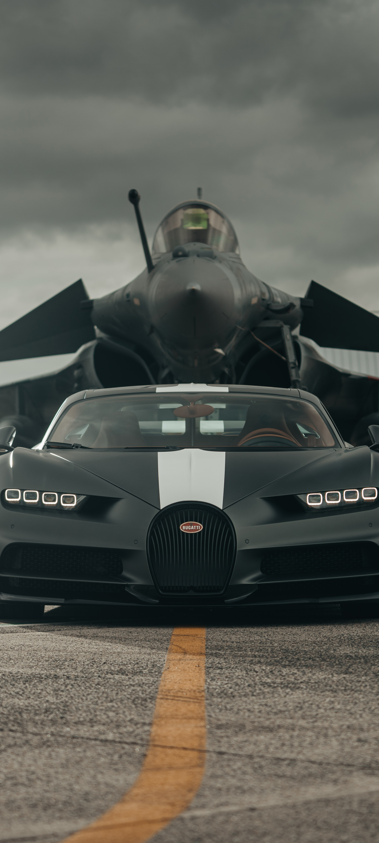 Mobile wallpaper: Bugatti, Car, Supercar, Jet Fighter, Bugatti Chiron, Vehicles, Black Car, 1186304 download the picture for free