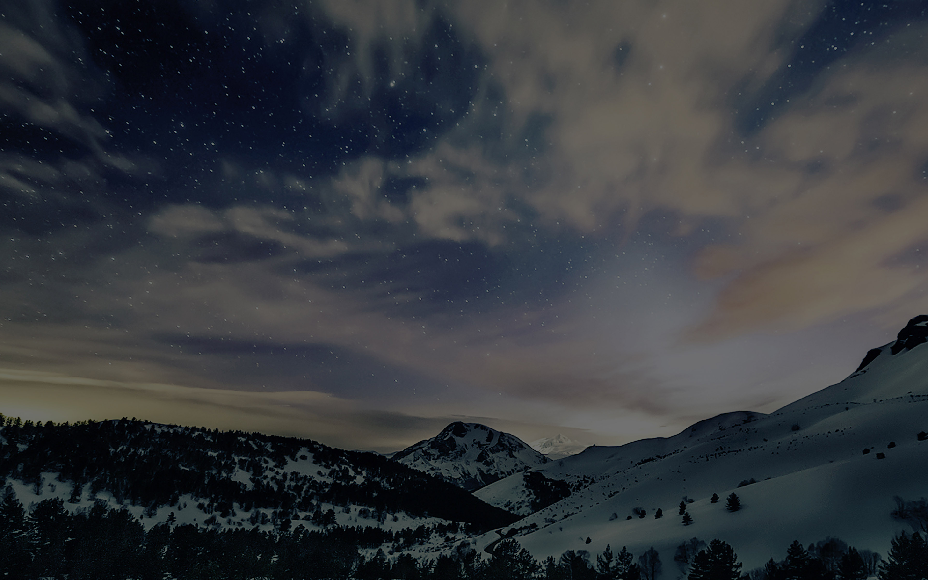 wallpaper for desktop, laptop. aurora star sky snow dark night mountain winter nature