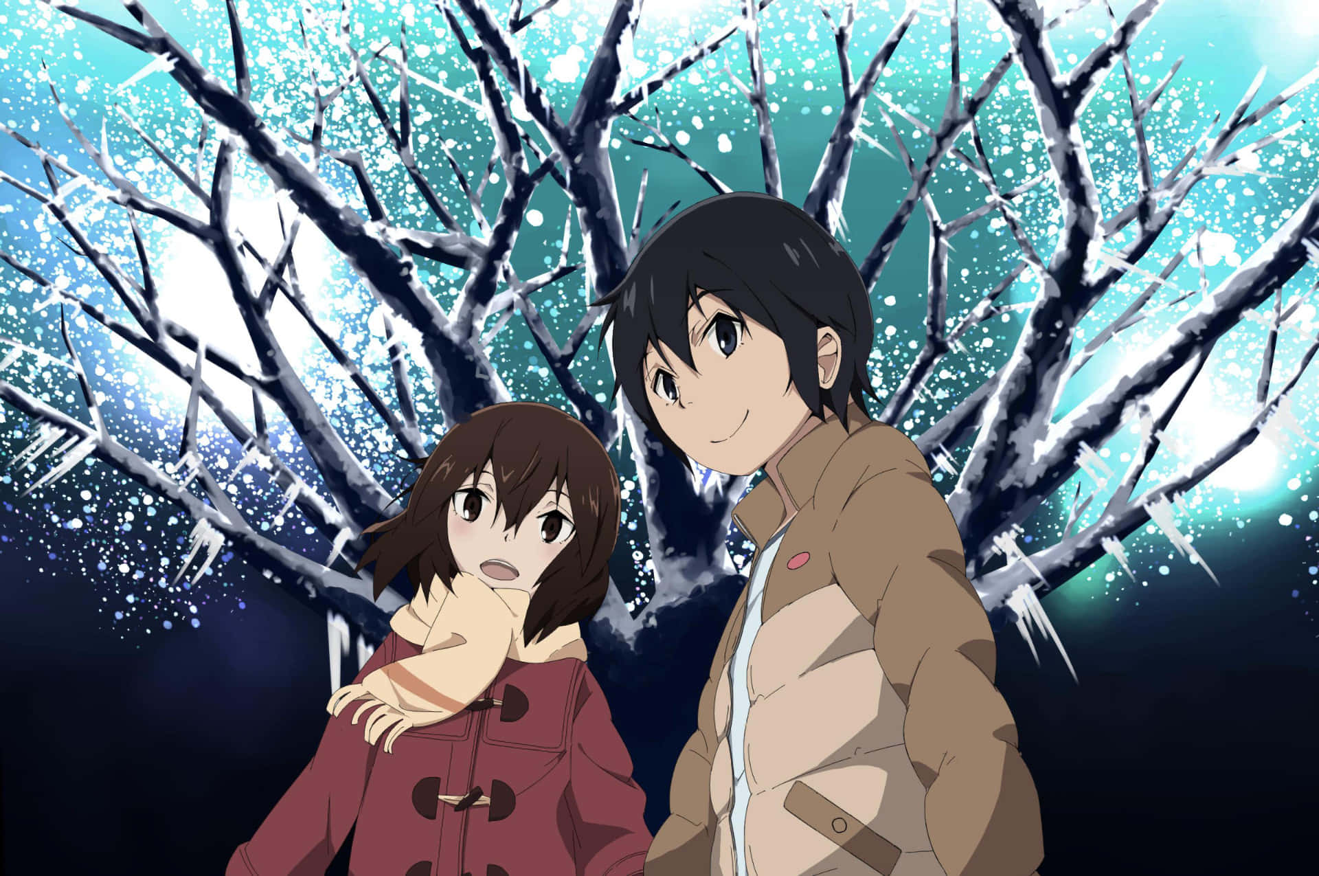 Download Erased Anime Satoru Kayo Winter Tree Wallpaper
