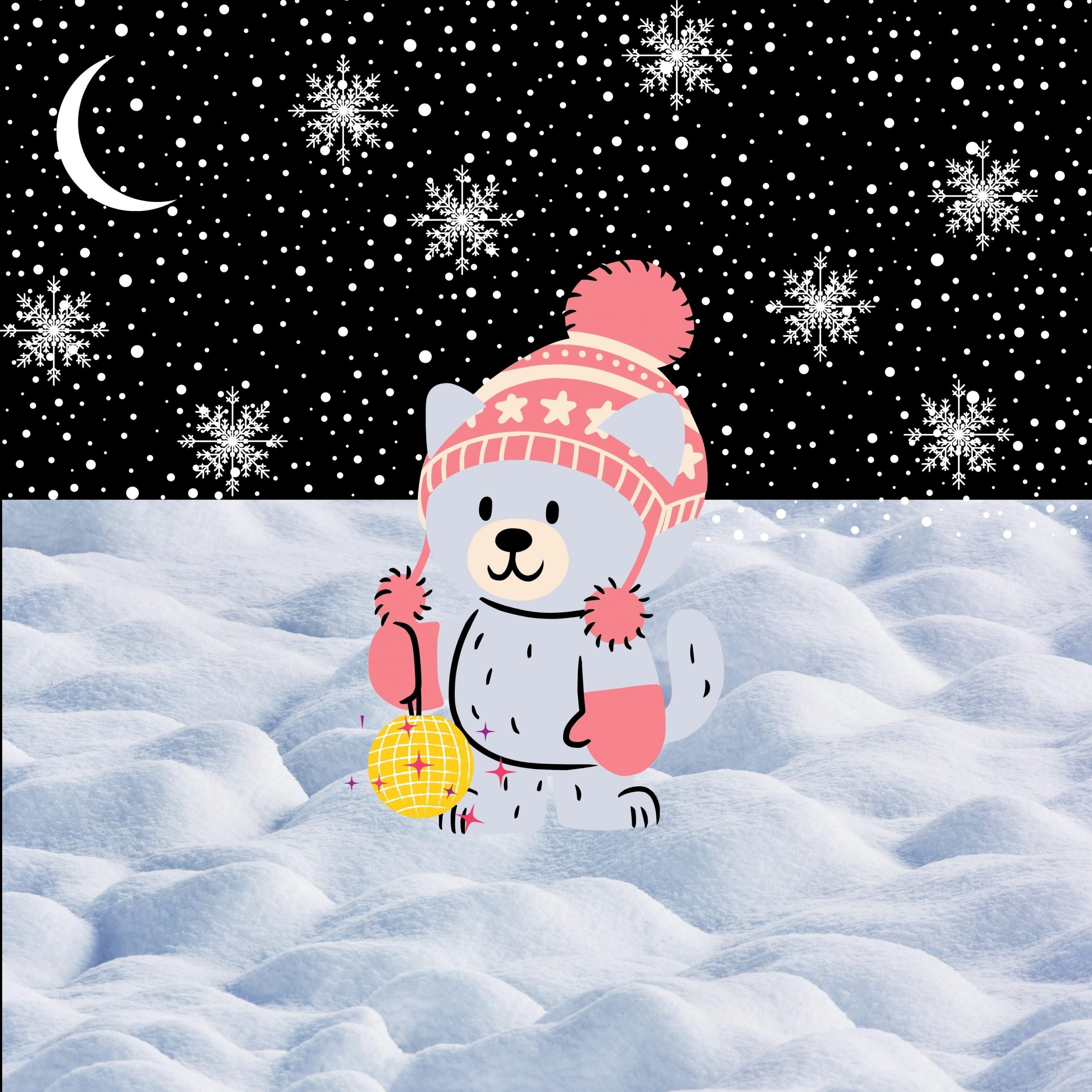 Winter Cat Gloves Cute Snowing iPad
