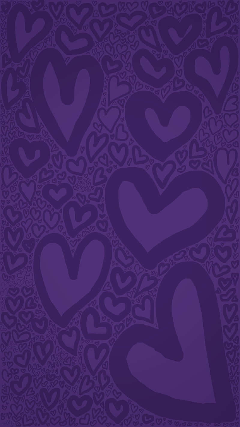 Download Cute Valentines Purple Heart Doodles Wallpaper
