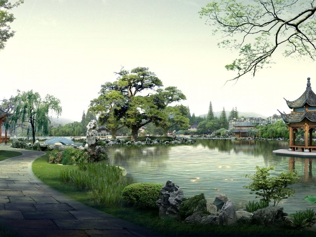 Digital Garden Japan wallpaper. Chinese landscape, Photography inspiration nature, Landscape wallpaper