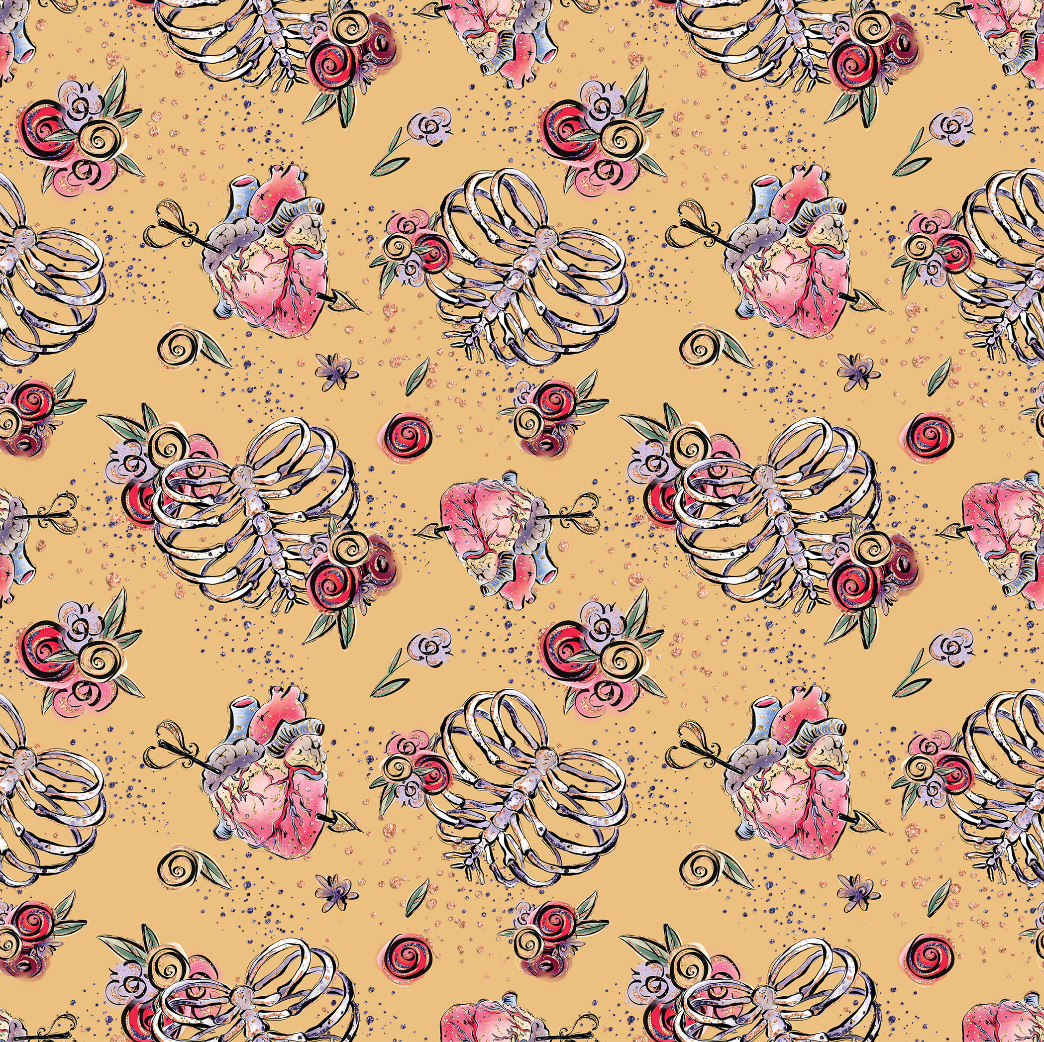 Horror Family Moon Fabric Creepy Valentine Cotton Fabric