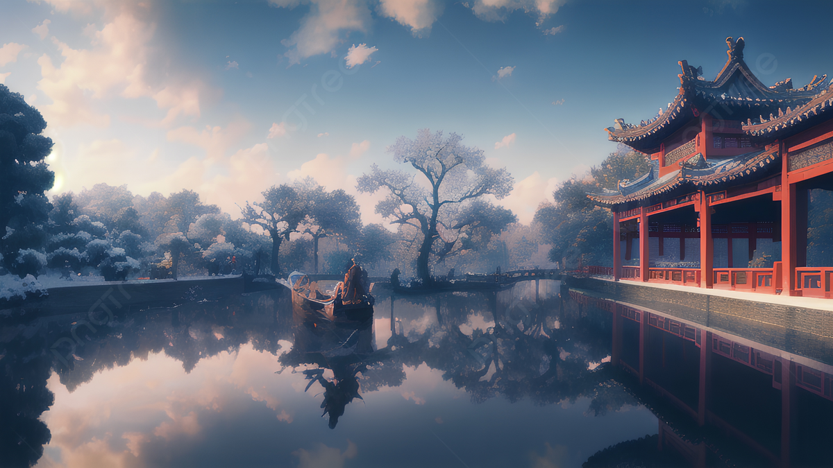 Lake Pavilion Woods Sky Background, Chinese Style, Scenery, Pavilion Background Image And Wallpaper for Free Download