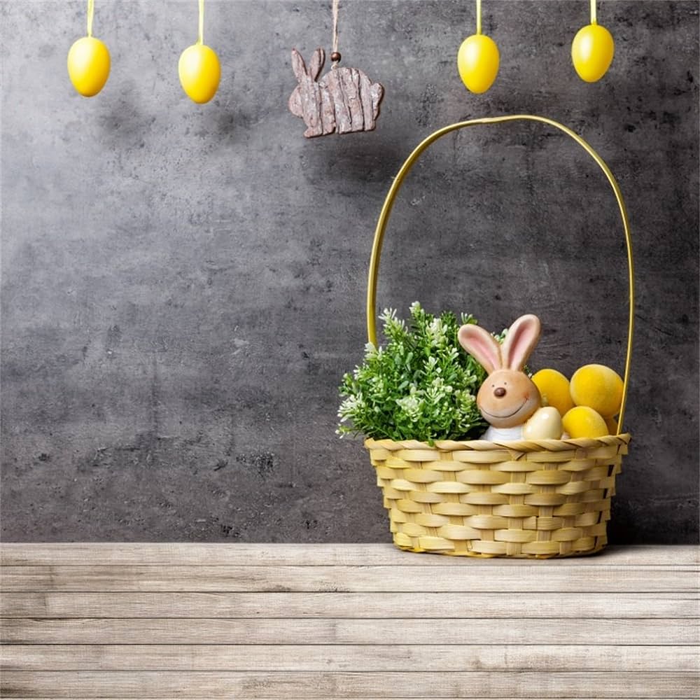 Amazon.com, AOFOTO 7x7ft Rustic Easter Interior Decor Background Easter Eggs Bunny Photography Backdrop Rabbit Basket Vintage Photo Studio Props Kid Baby Newborn Infant Artistic Portrait Vinyl Wallpaper