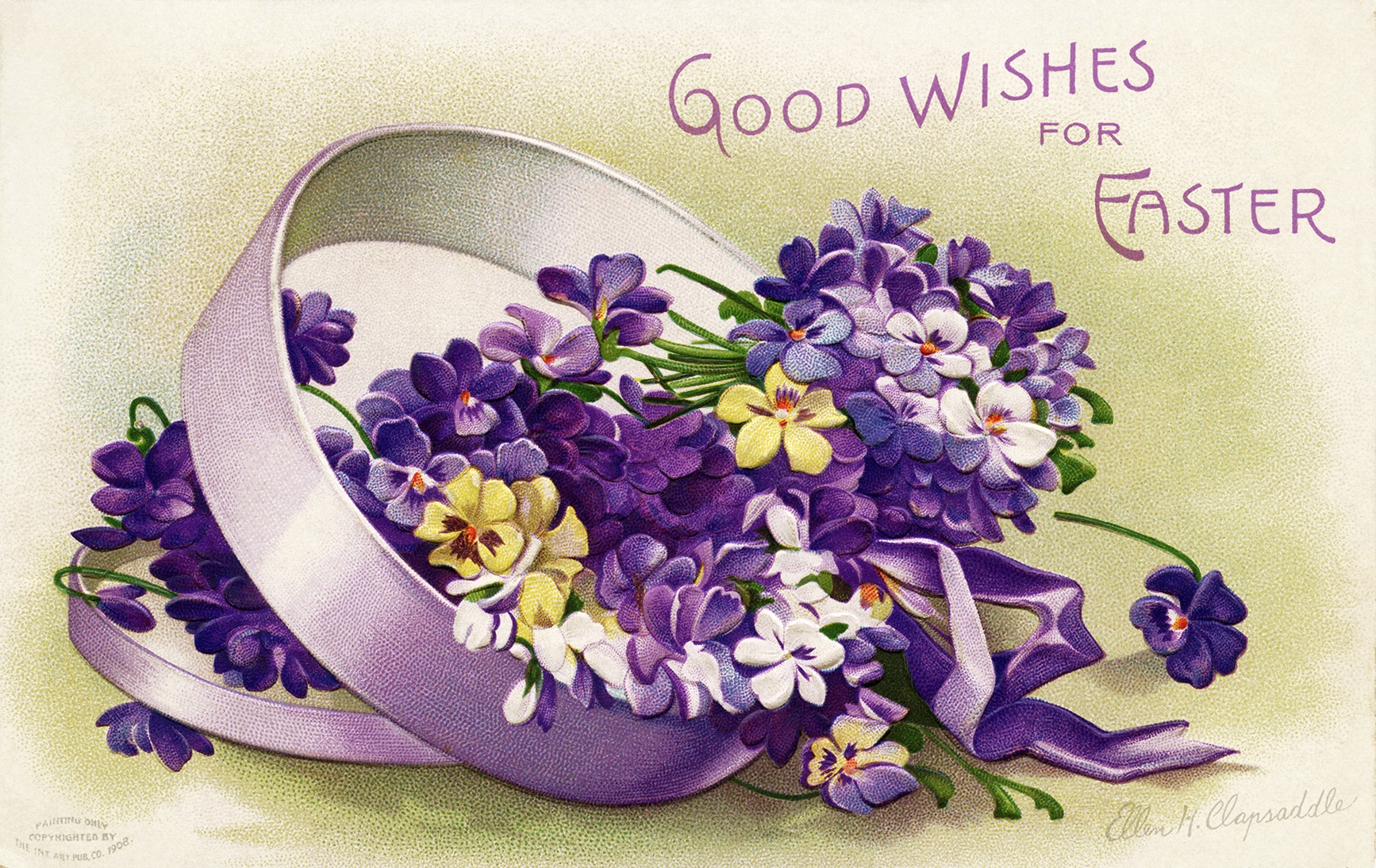 Good Wishes for Easter Vintage Ellen Clapsaddle Holiday Postcard Image
