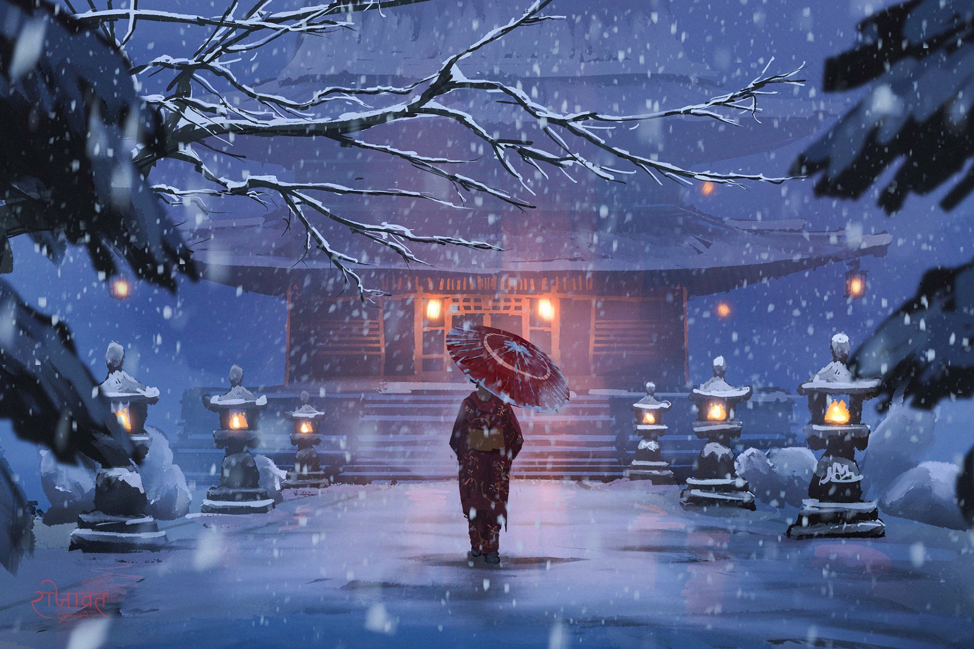 Girl Lantern Snow Umbrella Winter HD wallpaper for your XFCE- Desktop