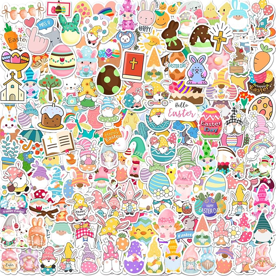 JOINBO 200 Pcs Easter Stickers for Kids & Adults for Laptop Water Bottle Envelopes Crafts Scrapbooking Cute Vinyl Waterproof Easter Stickers, Toys & Games