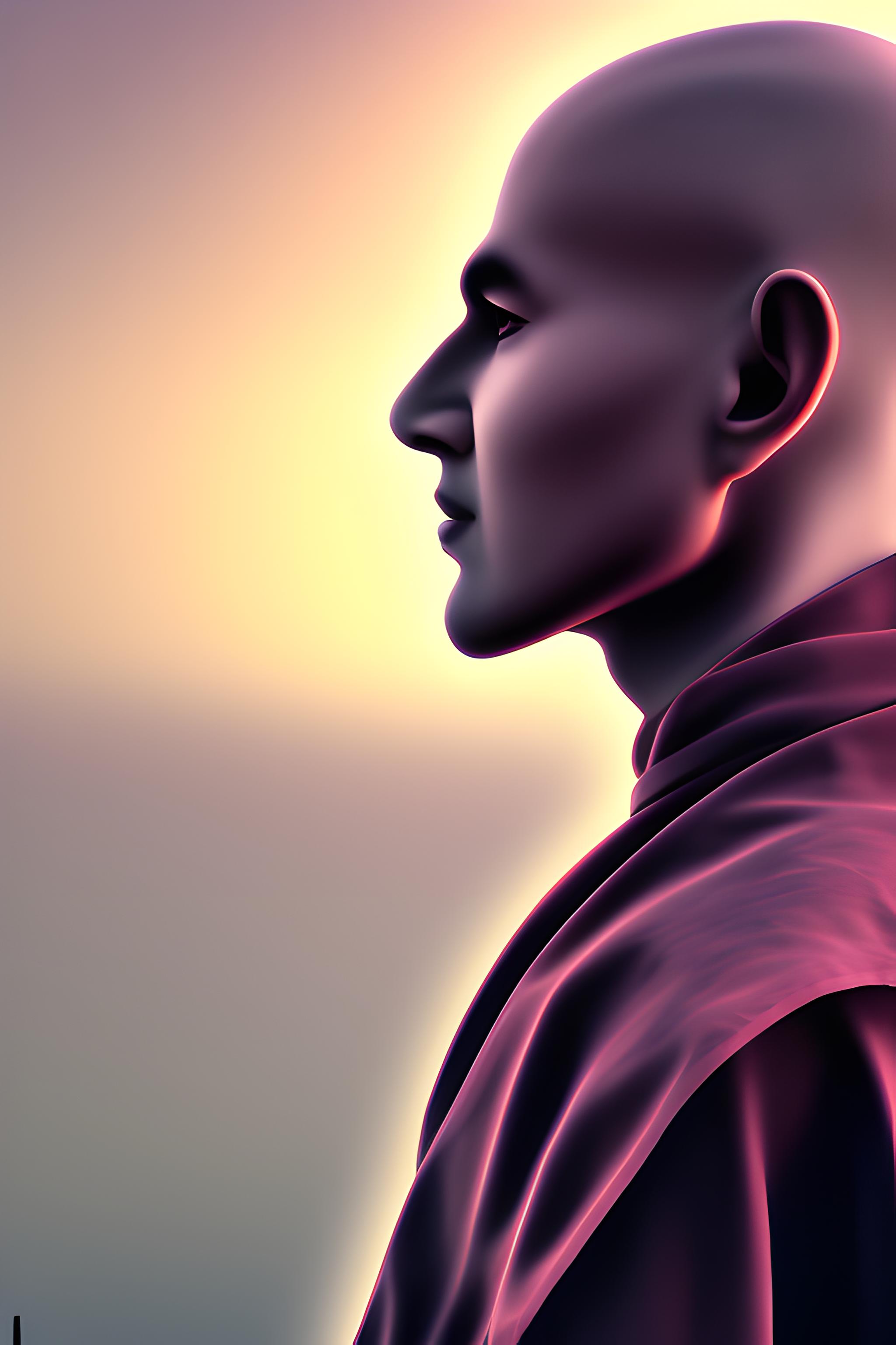 happy background wallpaper Indian monk study about ai