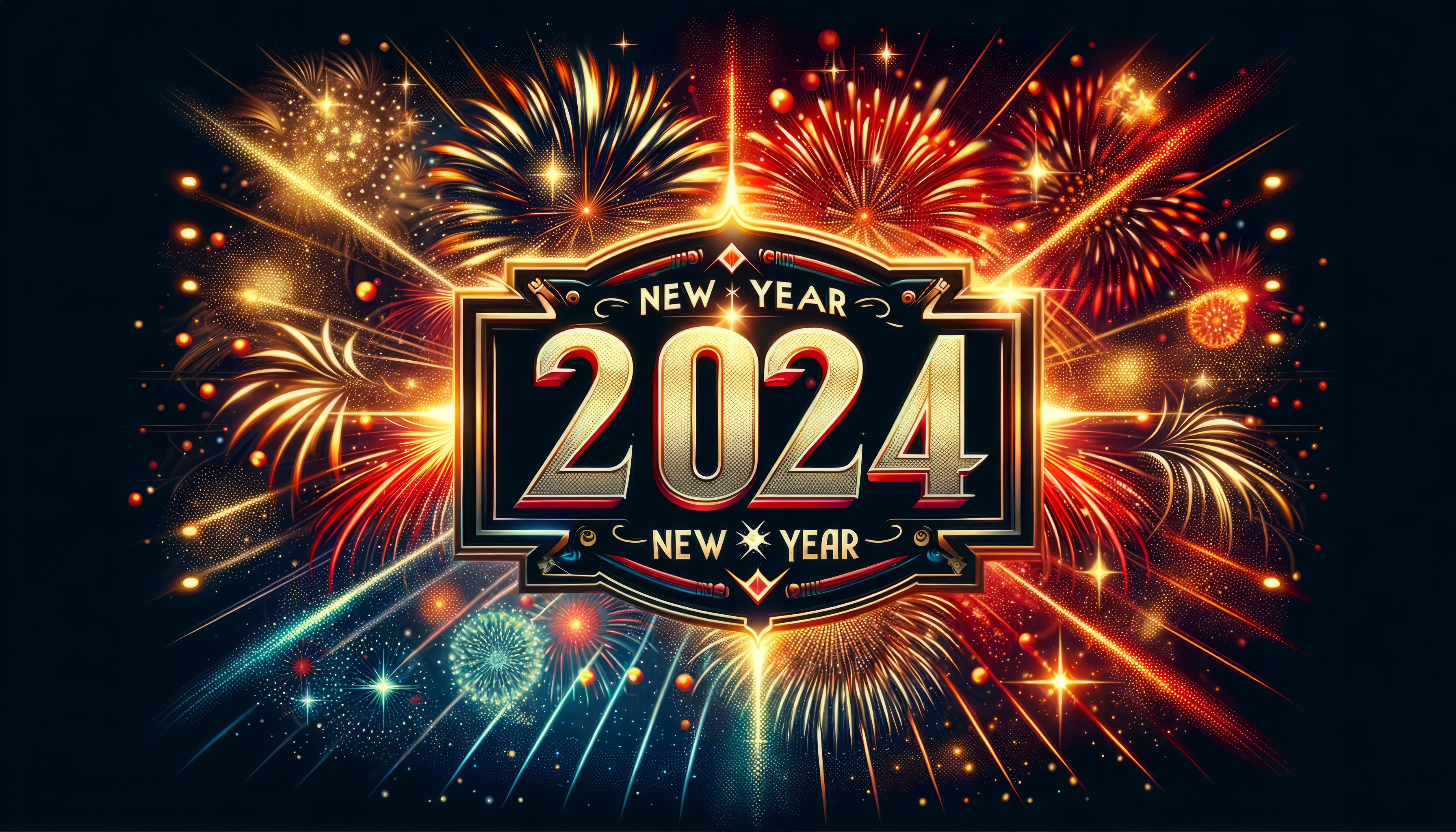 New Year 2024 Fireworks Celebration HD Wallpaper