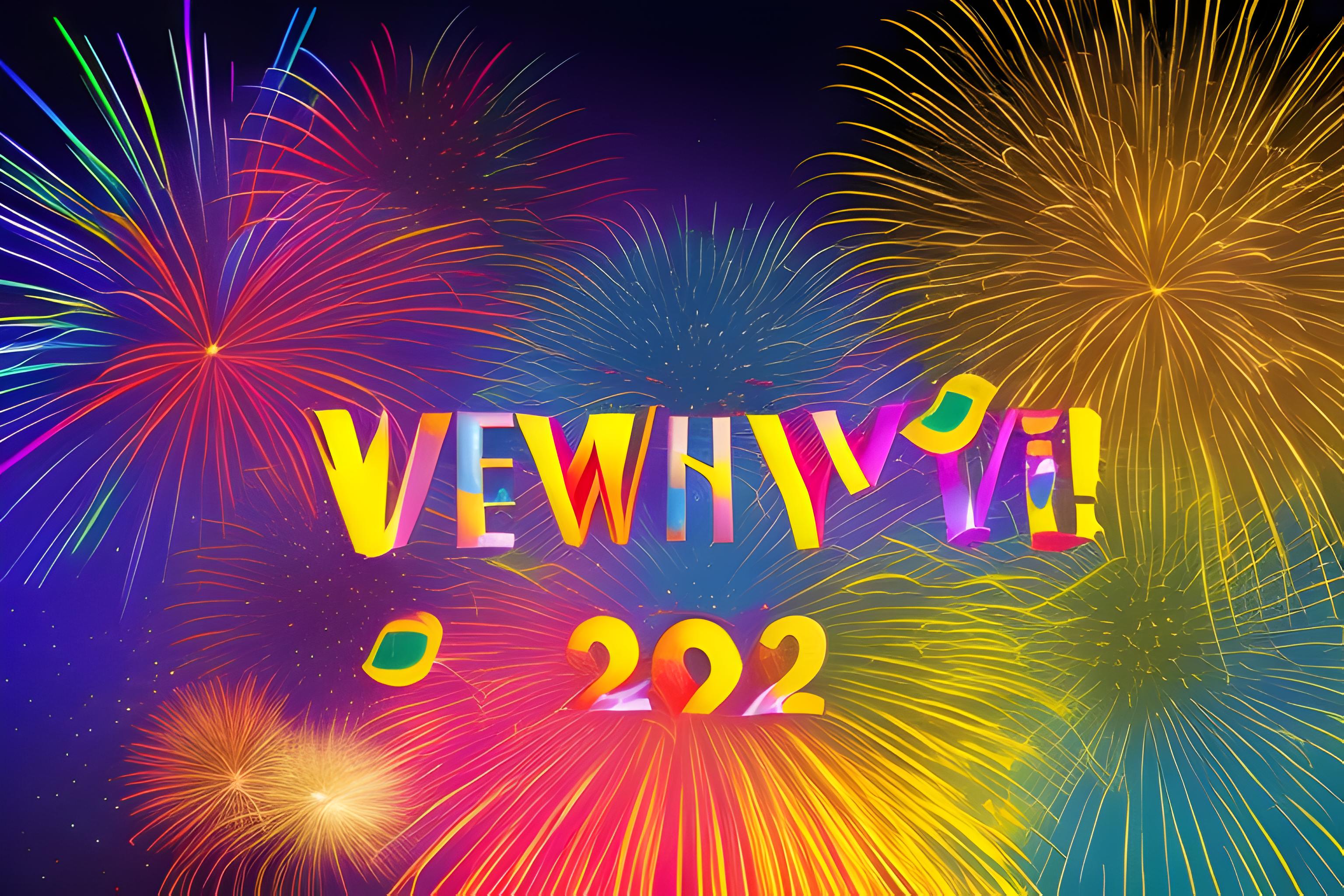 Design a vibrant and captivating wallpaper to usher in the New Year 2024 with an explosion