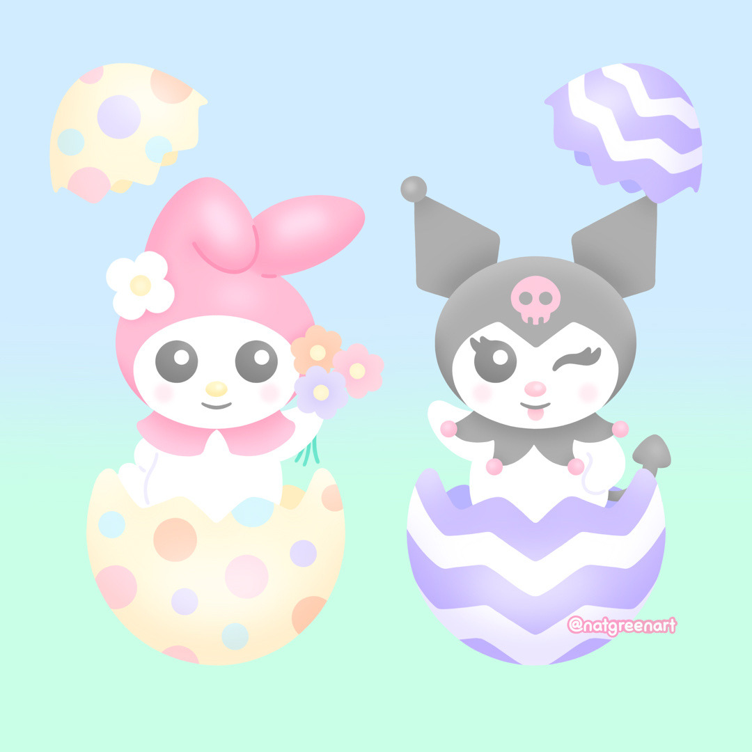 Happy Easter from My Melody and Kuromi
