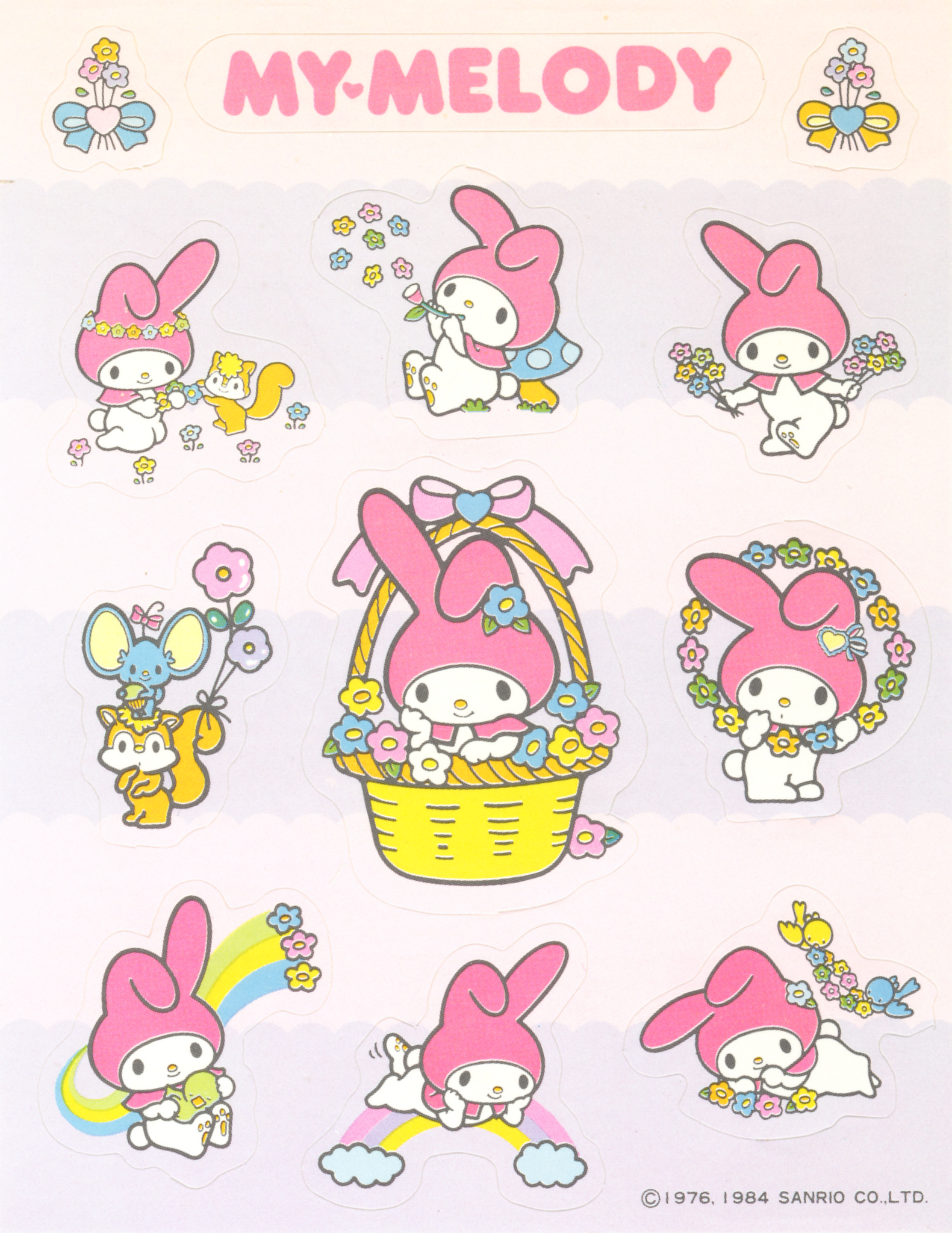 My Melody Sticker Sheet Vintage 1984