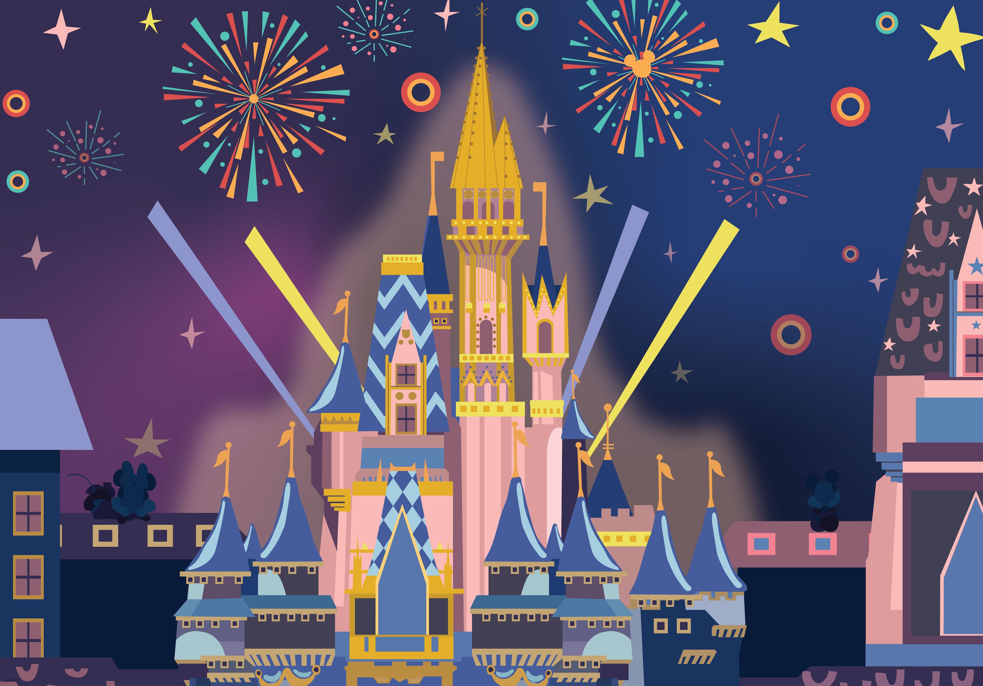 2024 New Year's Cinderella Castle & Fireworks Wallpaper