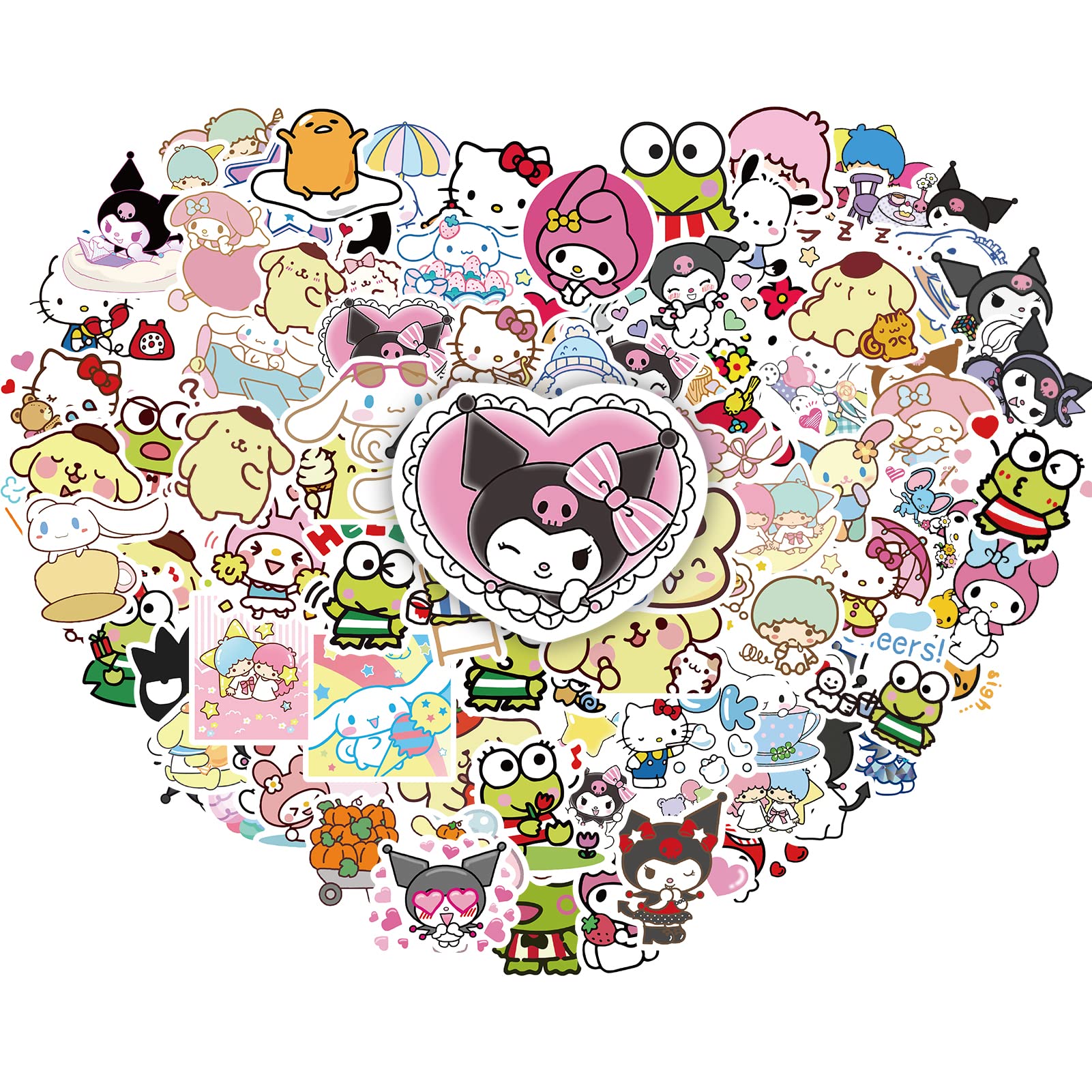 Kawaii Anime Stickers 100PCS, Water Bottle Stickers My Melody Pochacco Cinnamoroll Scrapbook Stickers, Gift for Kids Teens Girls Adults, Toys & Games