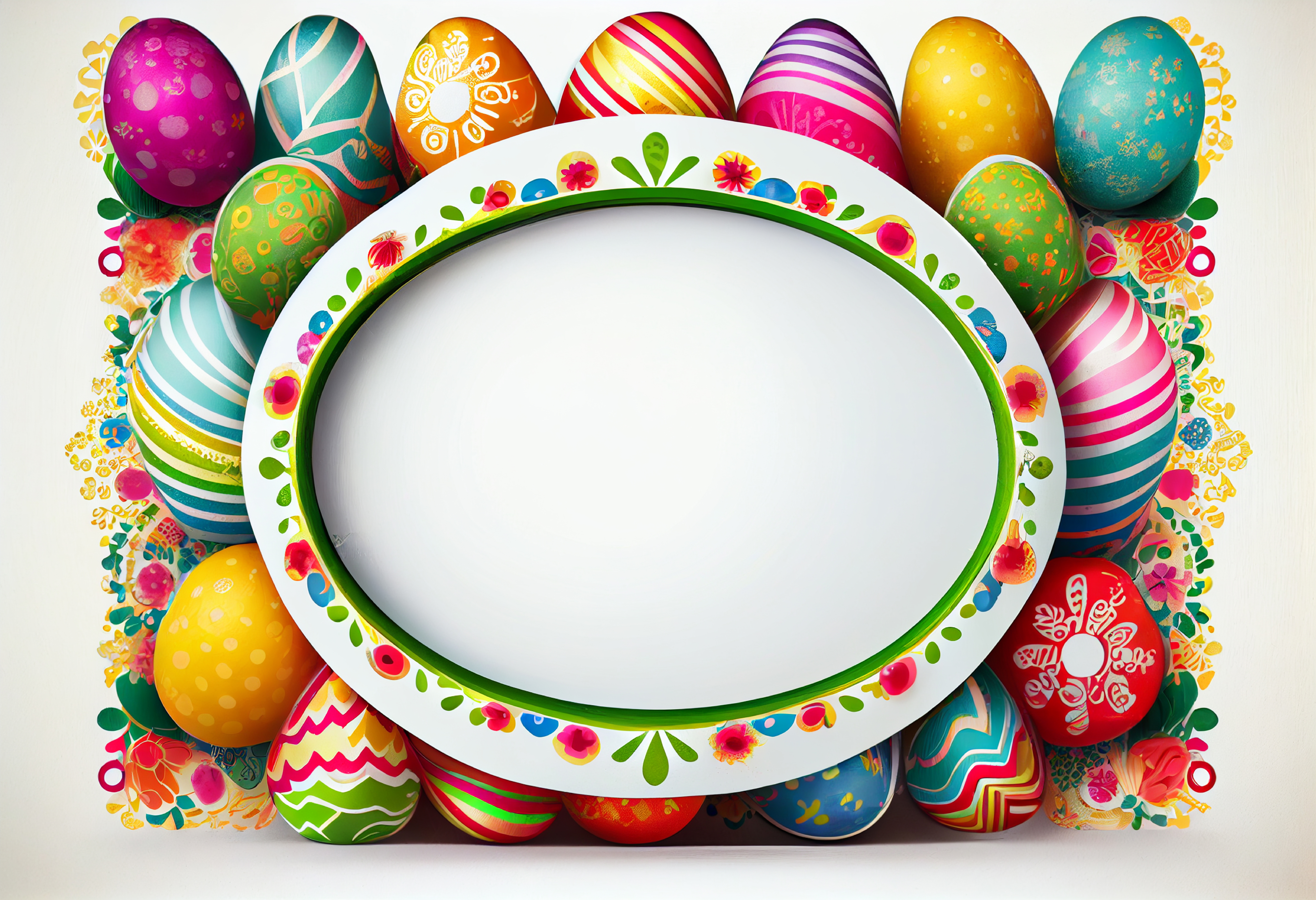 Free Colorful Easter Eggs Frame Image