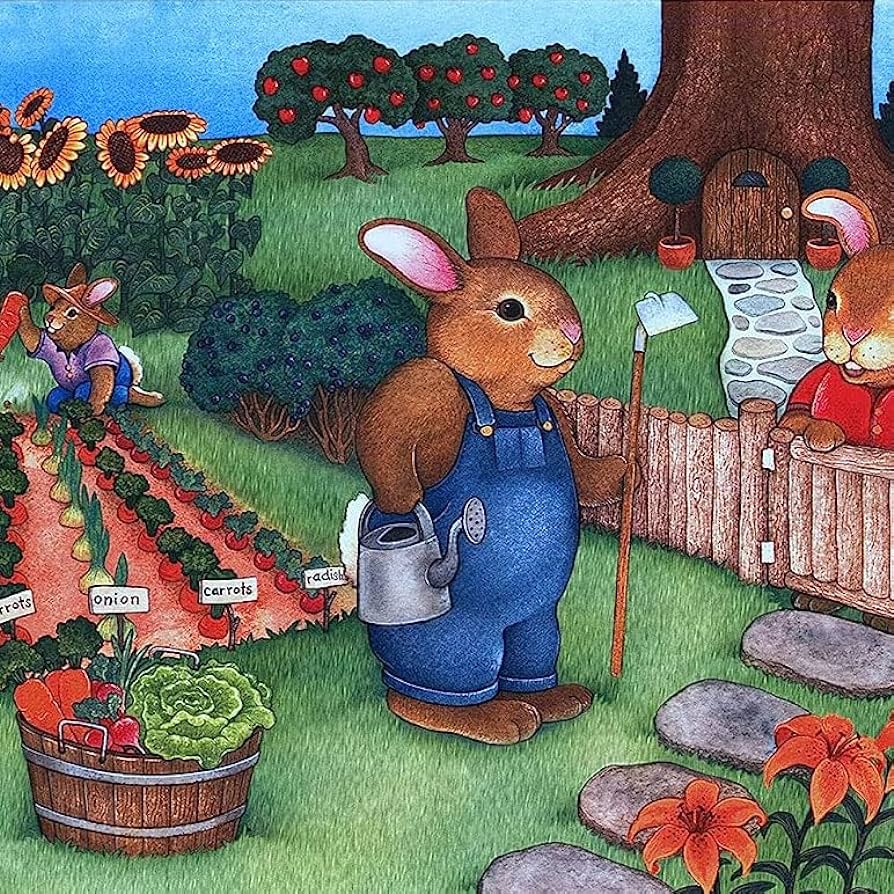 CONCORD WALLCOVERINGS ™ Kids Wallpaper Border Bunnies Flowers Trees for Play Room Nursery Room, Red Green Blue, 15 ft by 12 in 110076