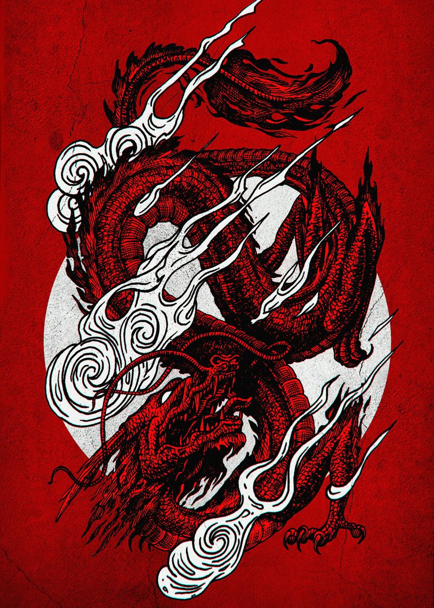 Red Chinese Dragon Beast' Poster