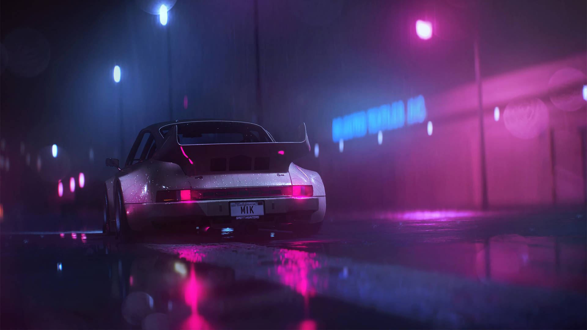 Download Porsche 911 On Retro Wave Road Wallpaper
