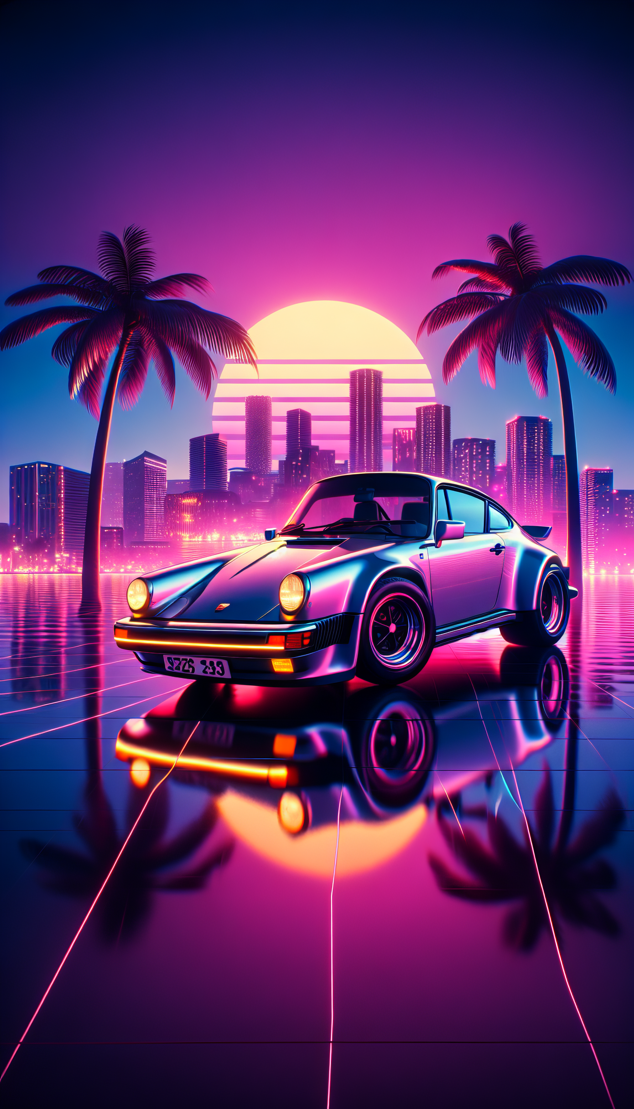 Porsche 911 Retro Sunset Wallpaper