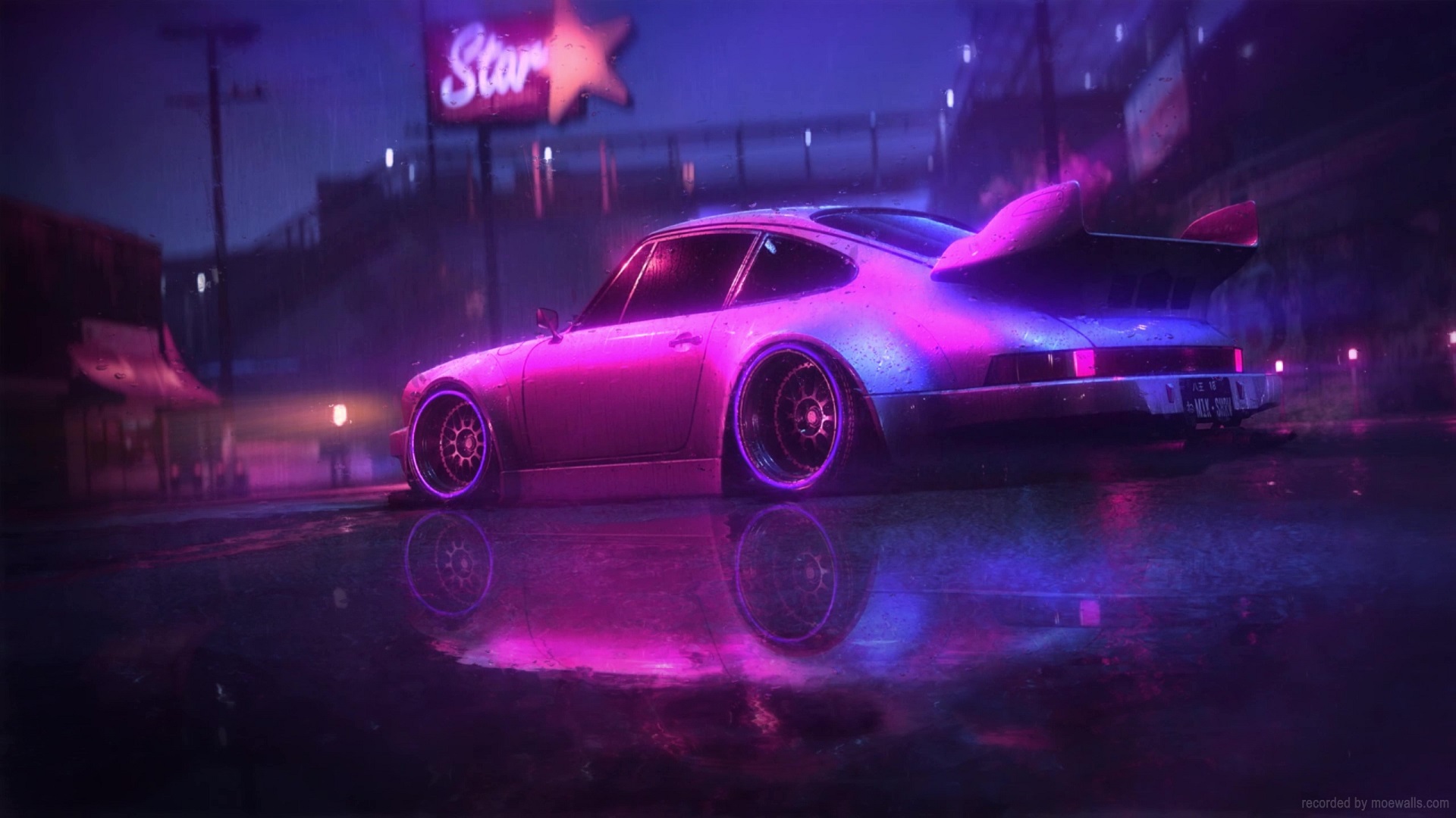 Porsche 911 Carrera RSR 1973 Retrowave Live Wallpaper