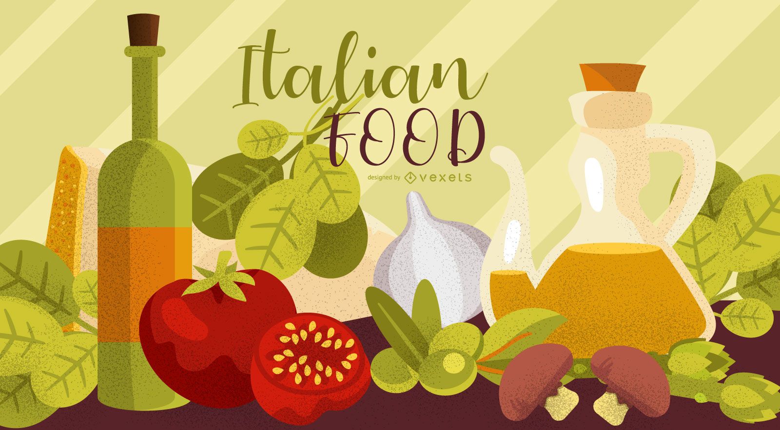 Italian Food Elements Wallpaper Vector Download