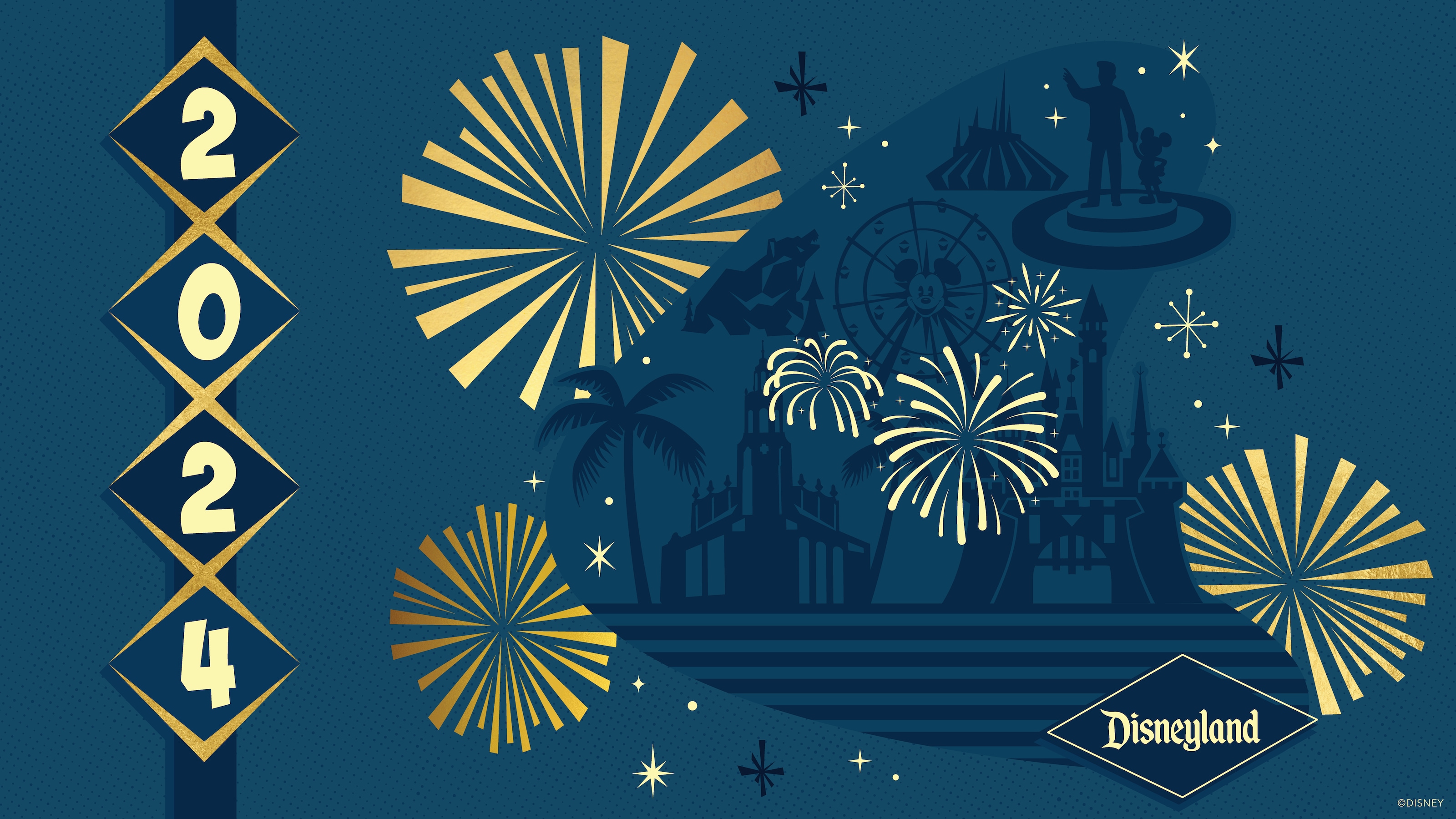 2024 New Year's Disneyland Icon Wallpaper