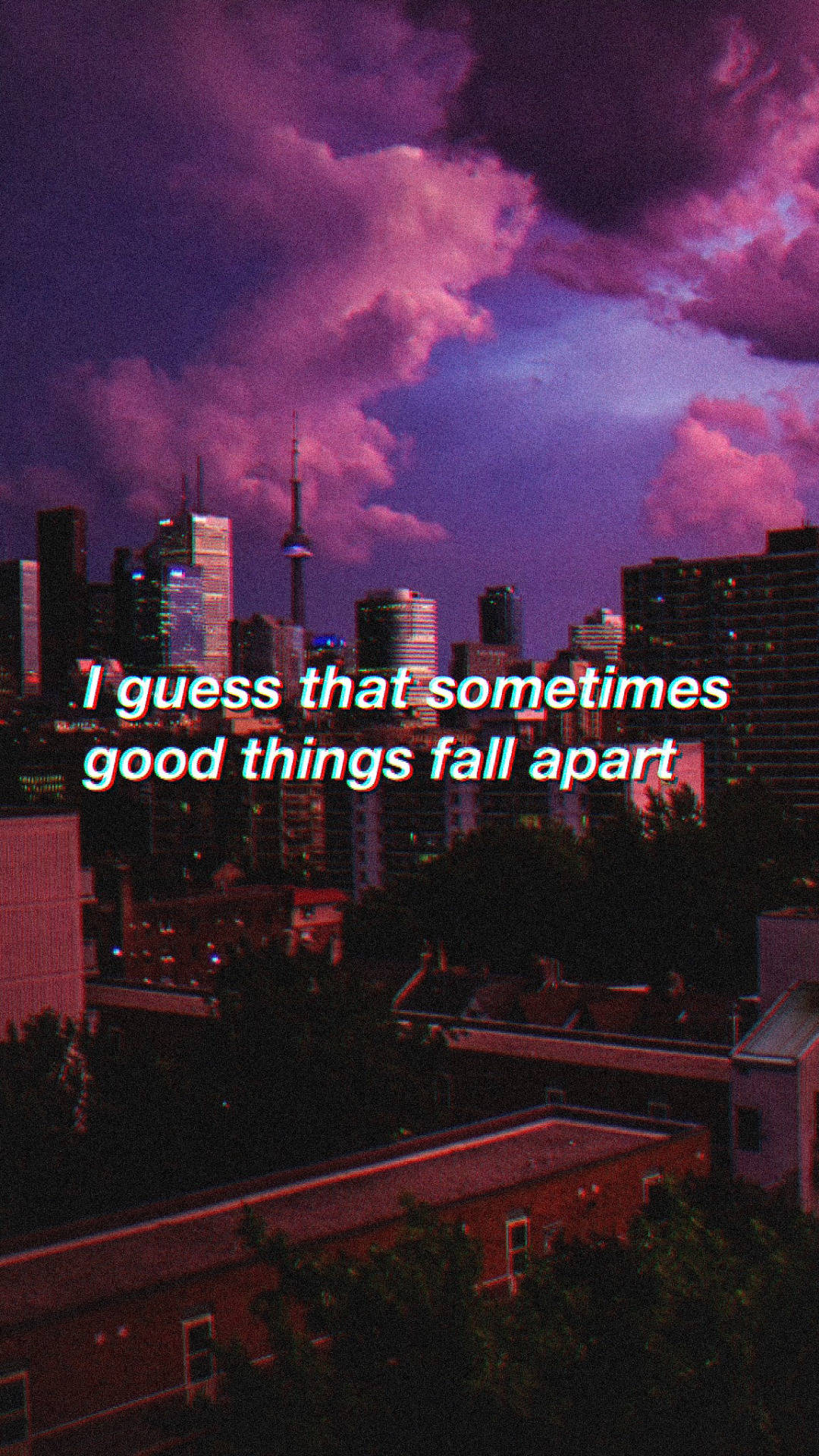 Download Skyline And Sad Aesthetic Quote Wallpaper