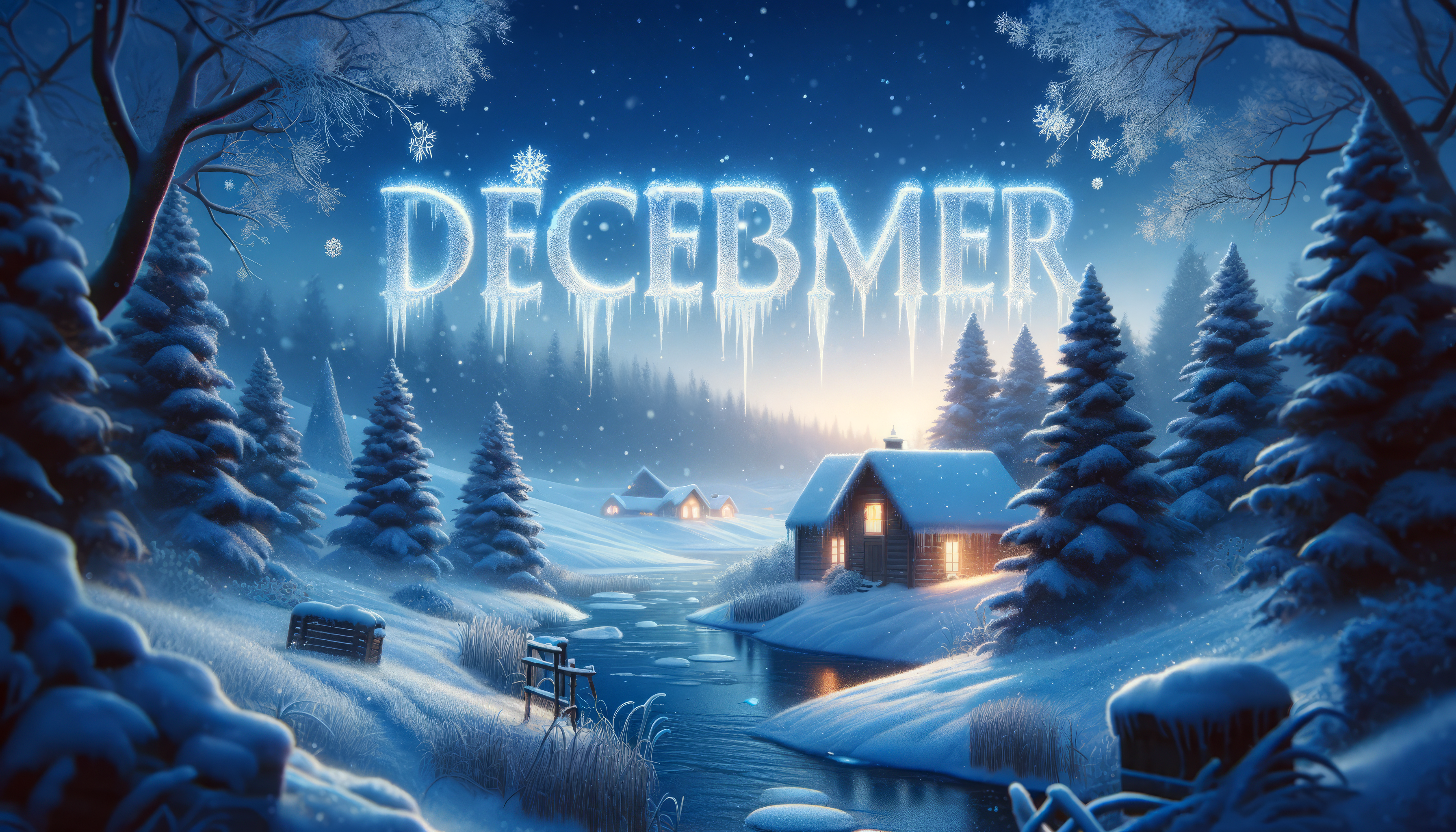 Winter December Night HD Wallpaper