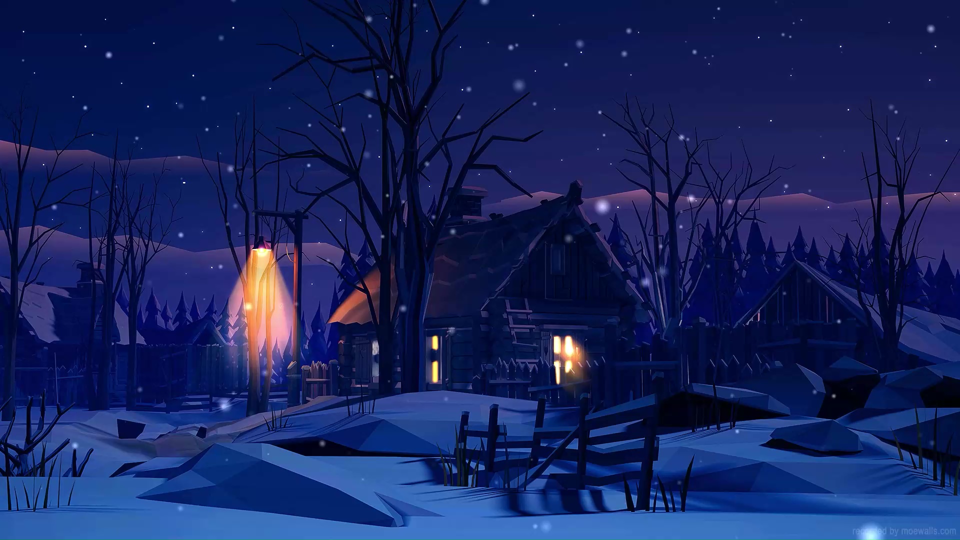 Winter Night House Live Wallpaper