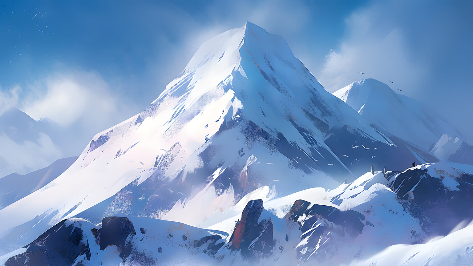 Aesthetic Snowy Mountain Desktop