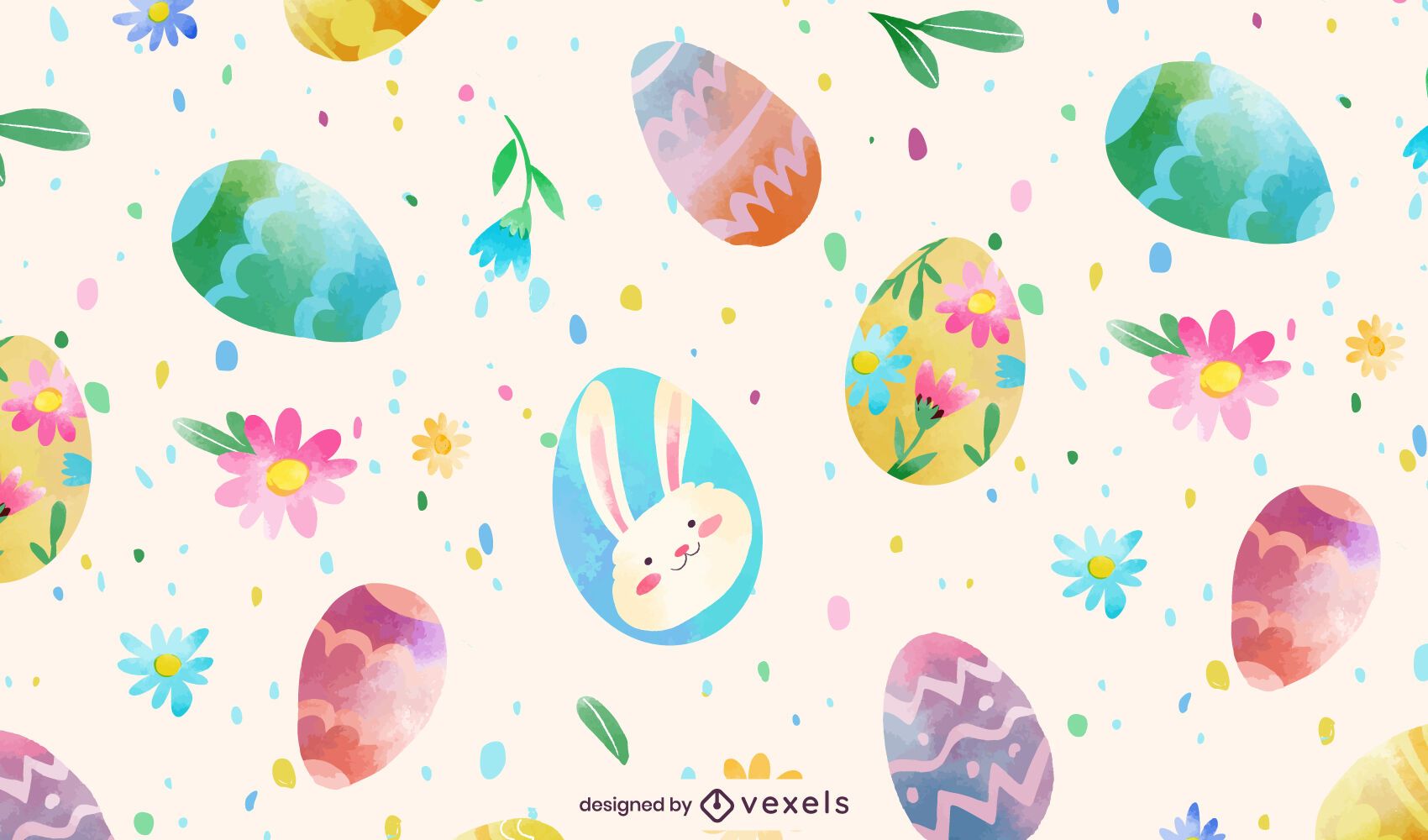 Easter Eggs Watercolor Pattern Vector Download
