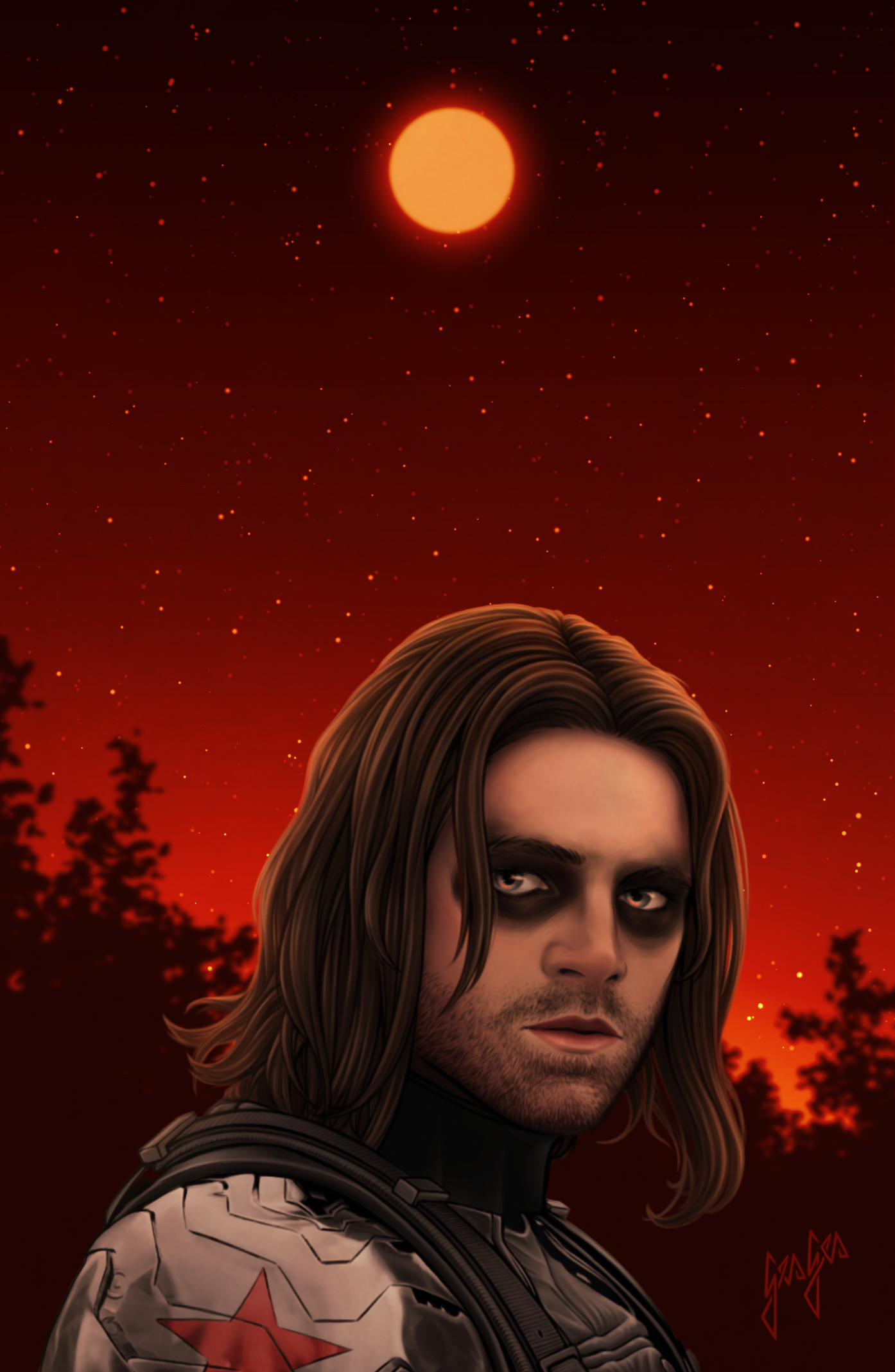 I drew myself some Bucky / Winter Soldier wallpaper & thought I'd share!