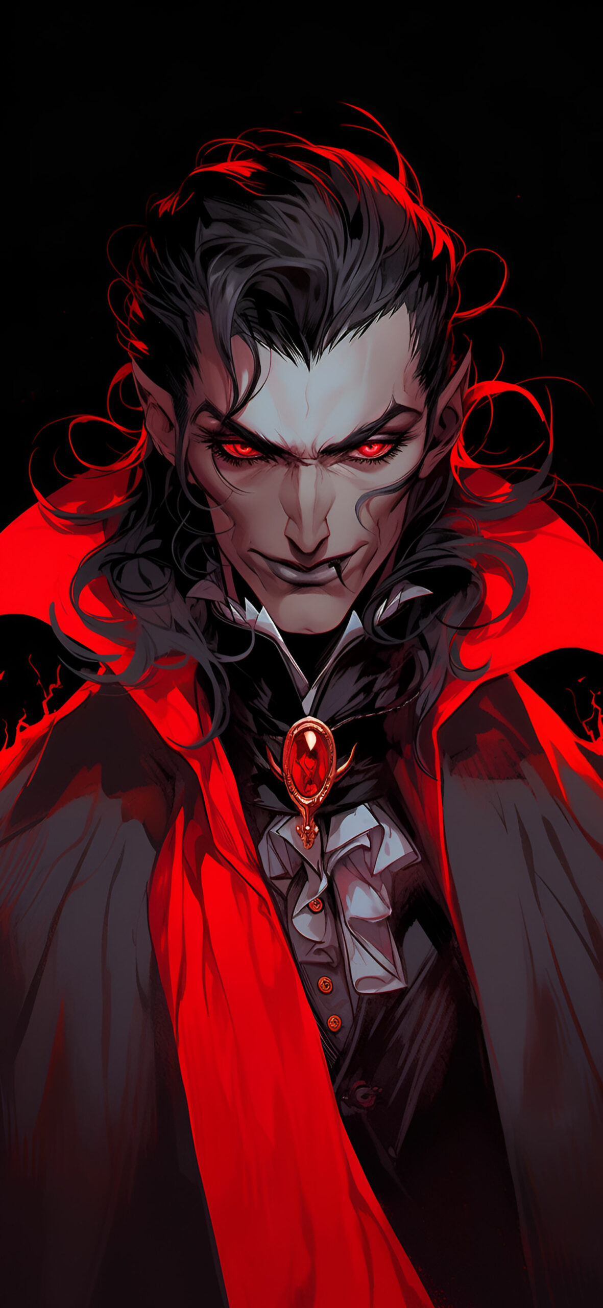 Smilling Dracula Scary Halloween Wallpaper