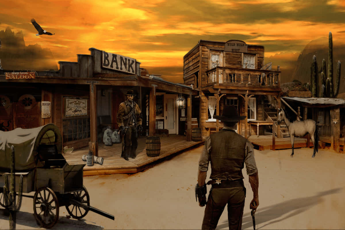 Download A Cowboy Riding off into the Wild West Wallpaper