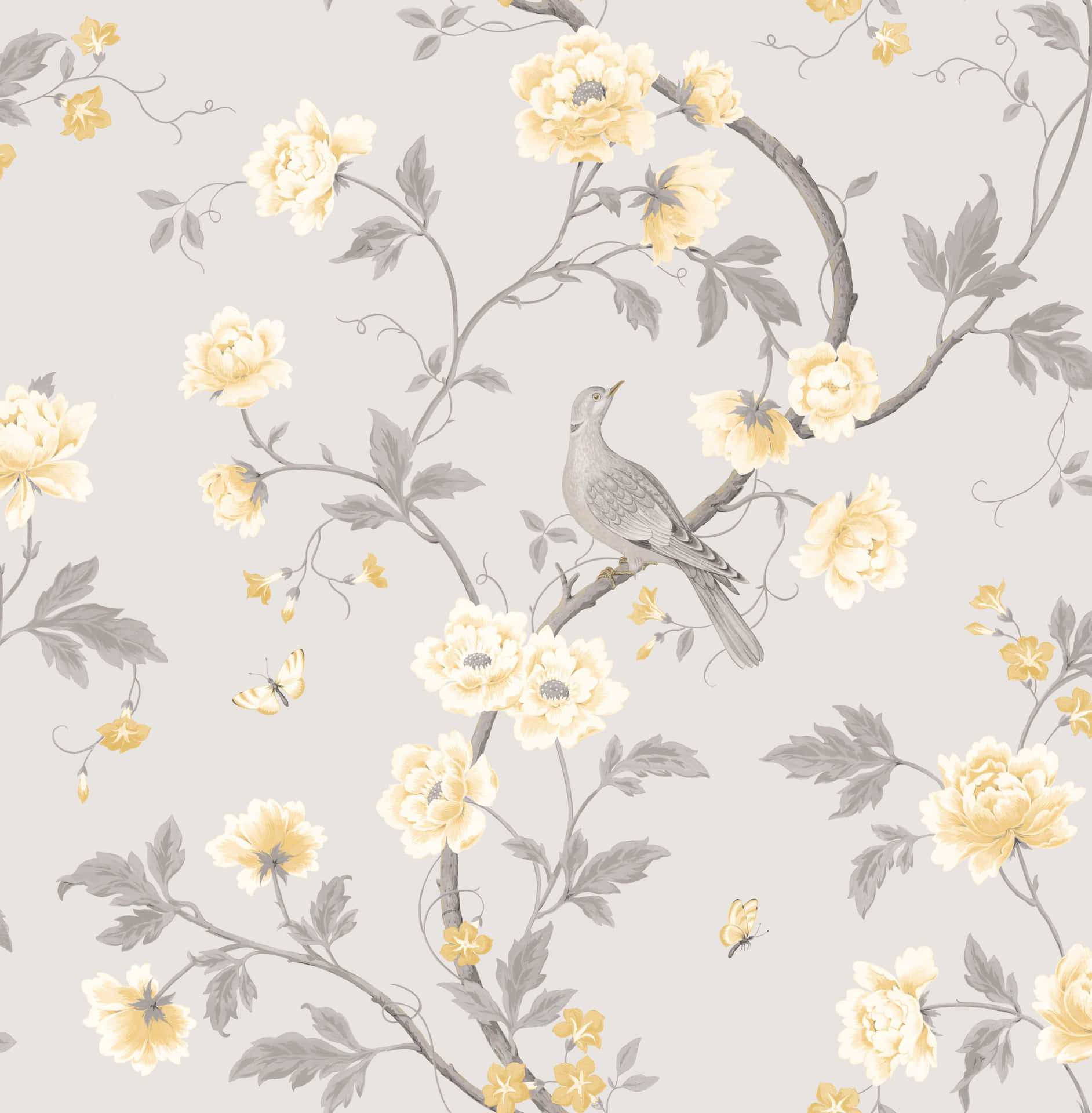 Grey and clearance mustard wallpaper