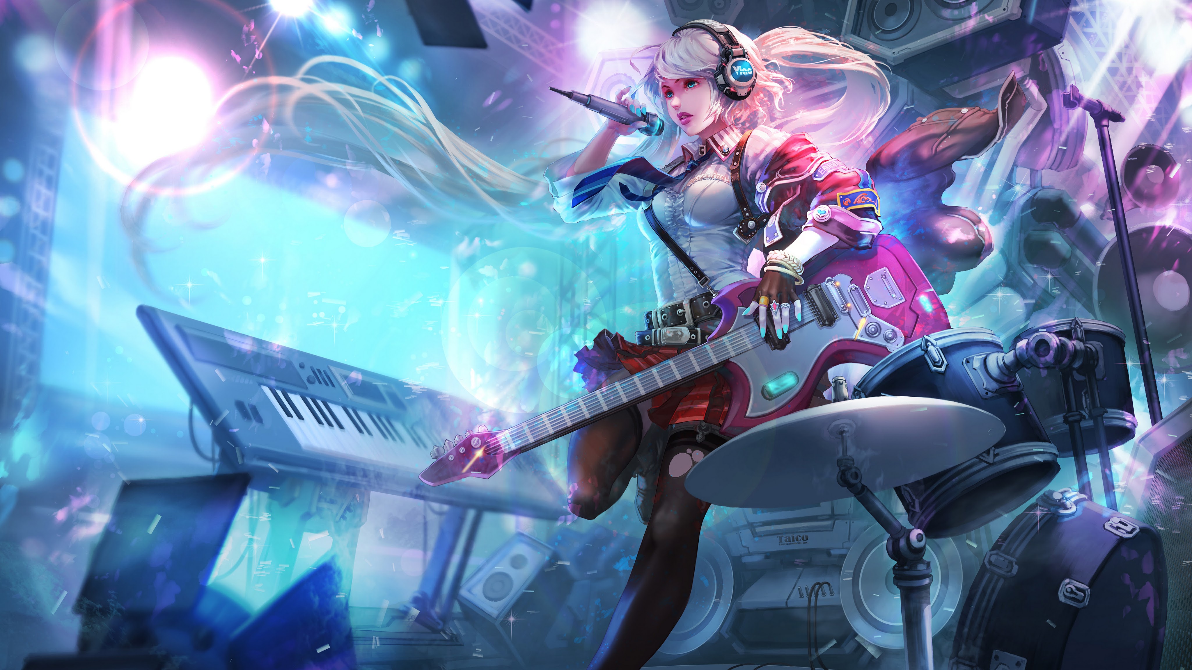 Anime Girl Singing Guitar 4K Wallpaper