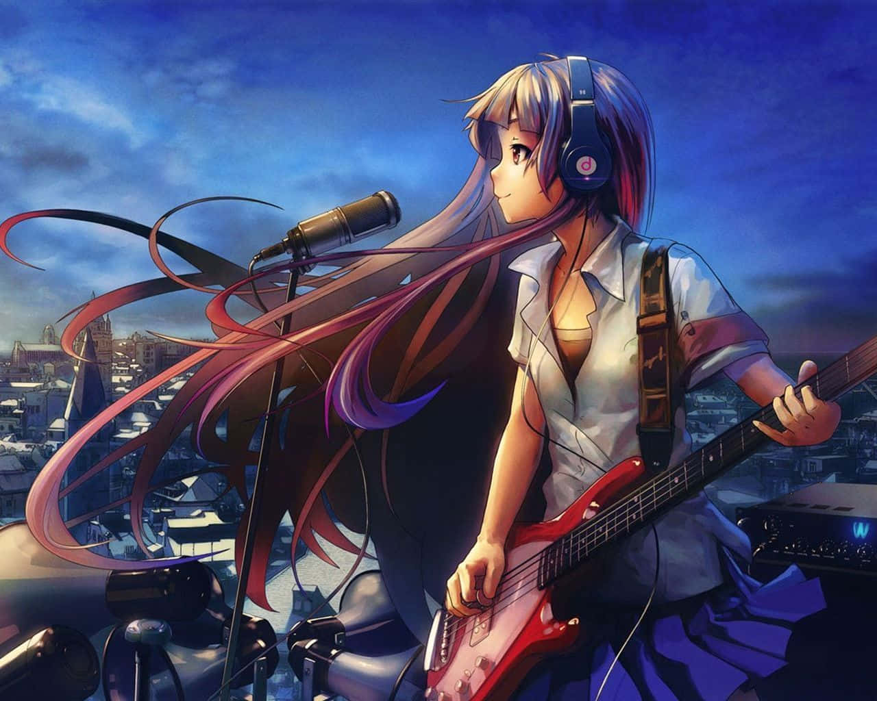 Download Girl Guitar Music Anime Design Wallpaper
