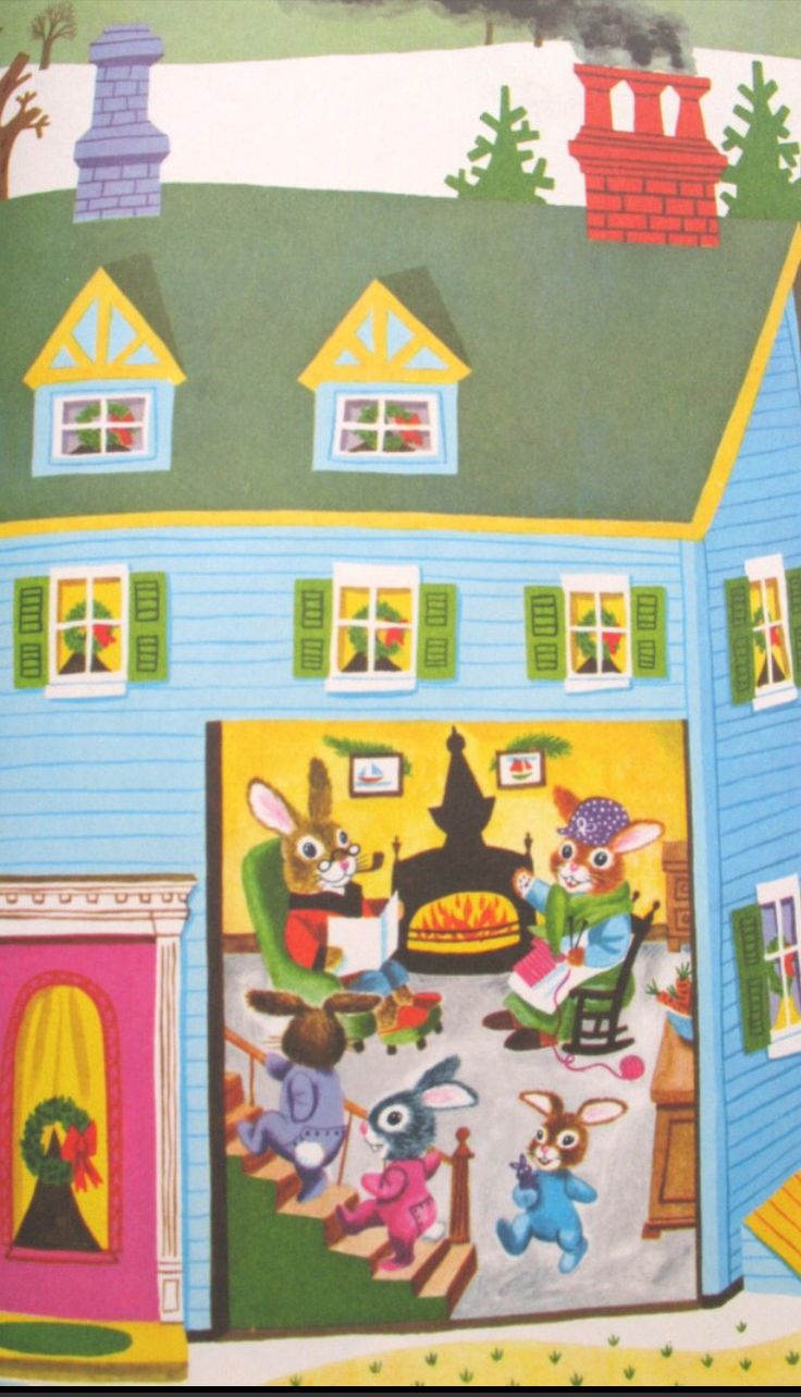 Richard Scarry Christmas house. Richard scarry, Vintage children's books, Picture books illustration