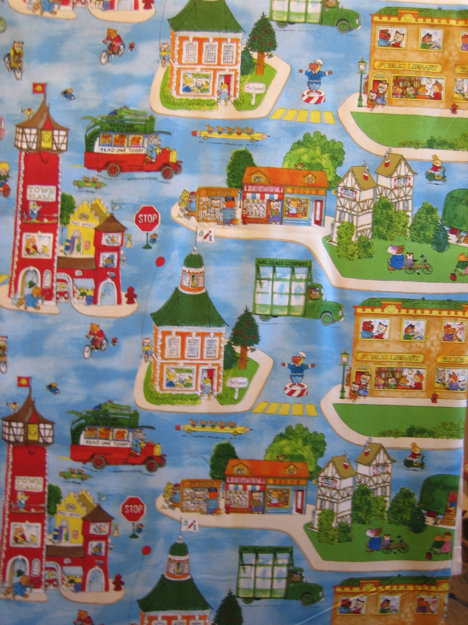 Richard Scarry Busytown Street Map, on Blue VIP Exclusive 18 X 44 Inches