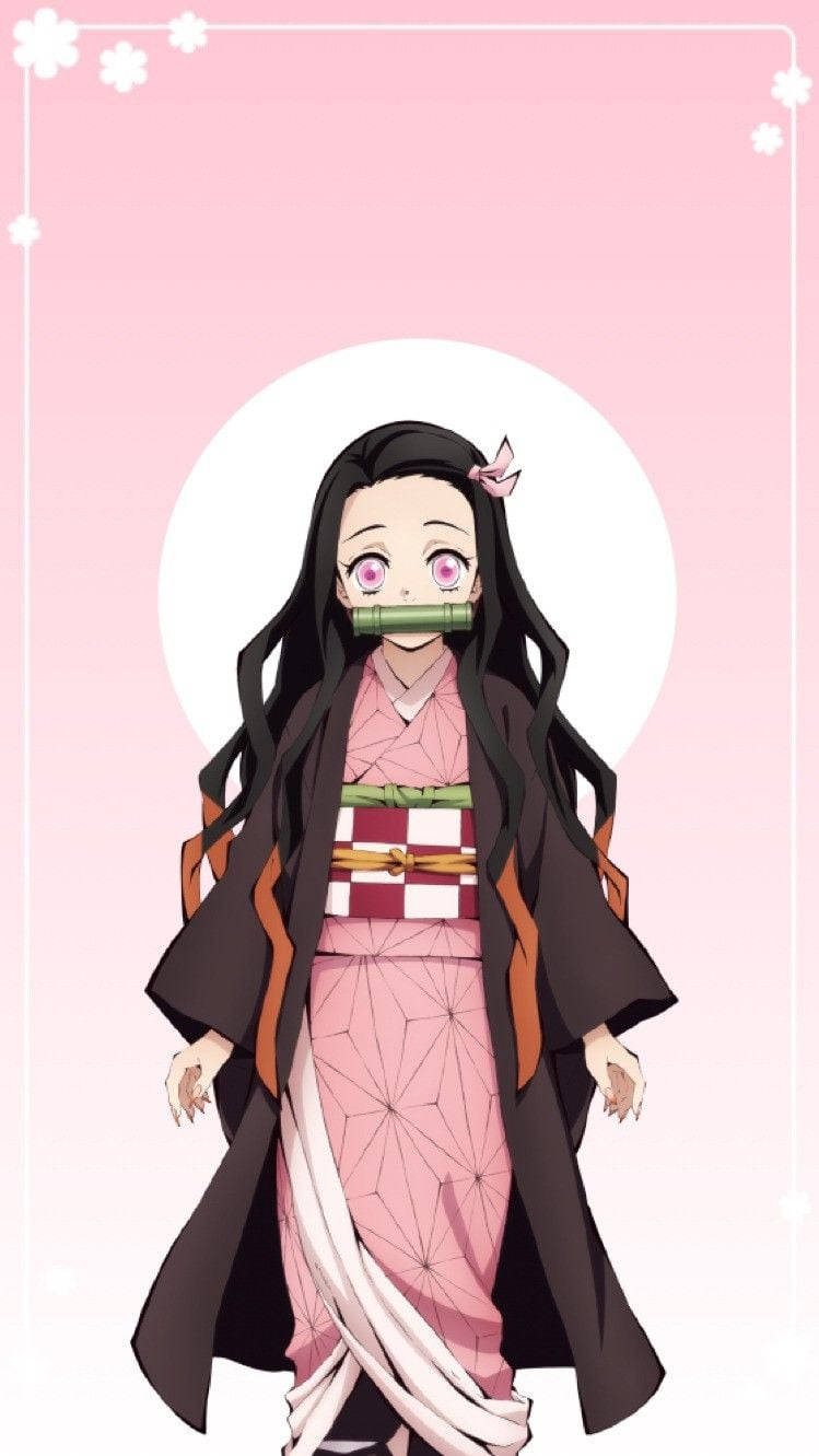 Download Nezuko spending some quality time with her iPhone Wallpaper