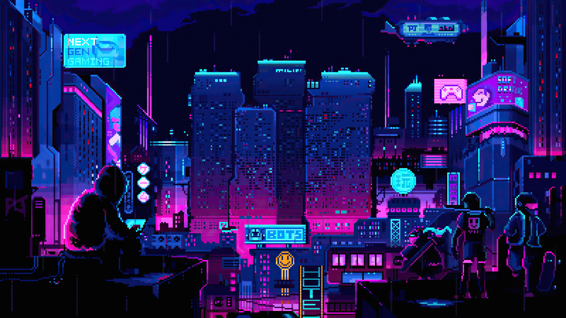 Abstract Neon city Rog 8 Bit