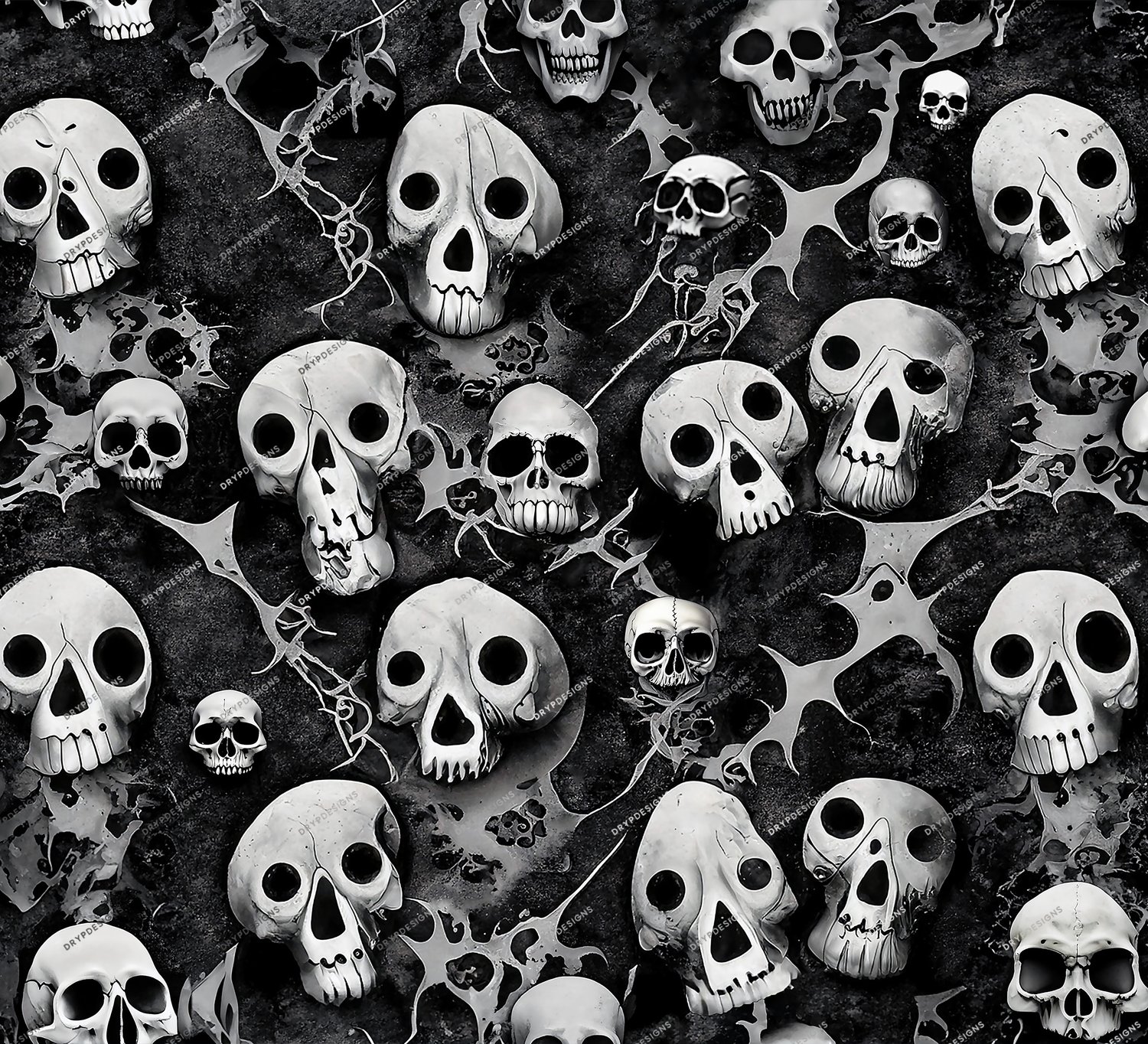 Dark Grunge Skulls Seamless Background Pattern