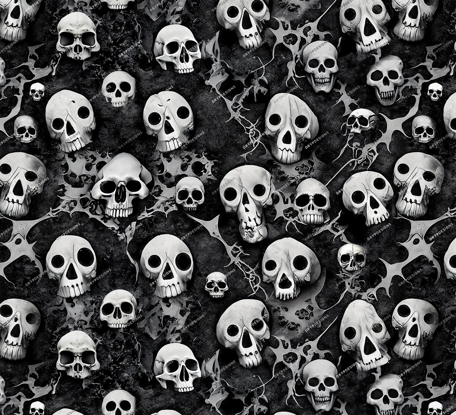 Dark Grunge Skulls Seamless Background Pattern