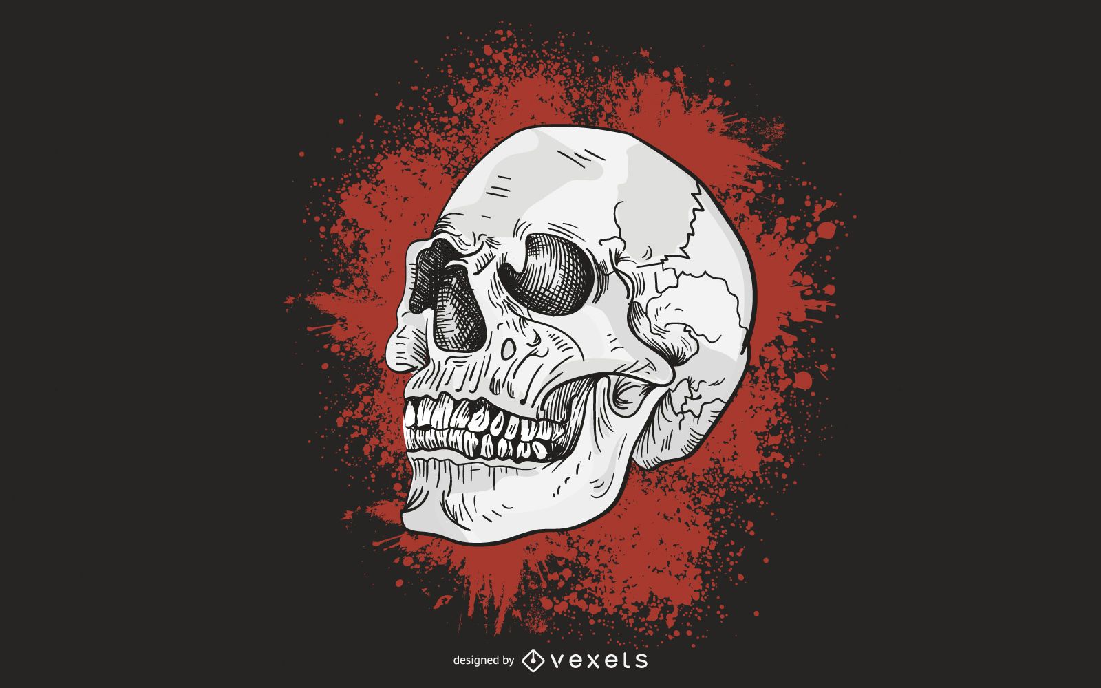 Grunge Skull Blood Illustration Vector Download