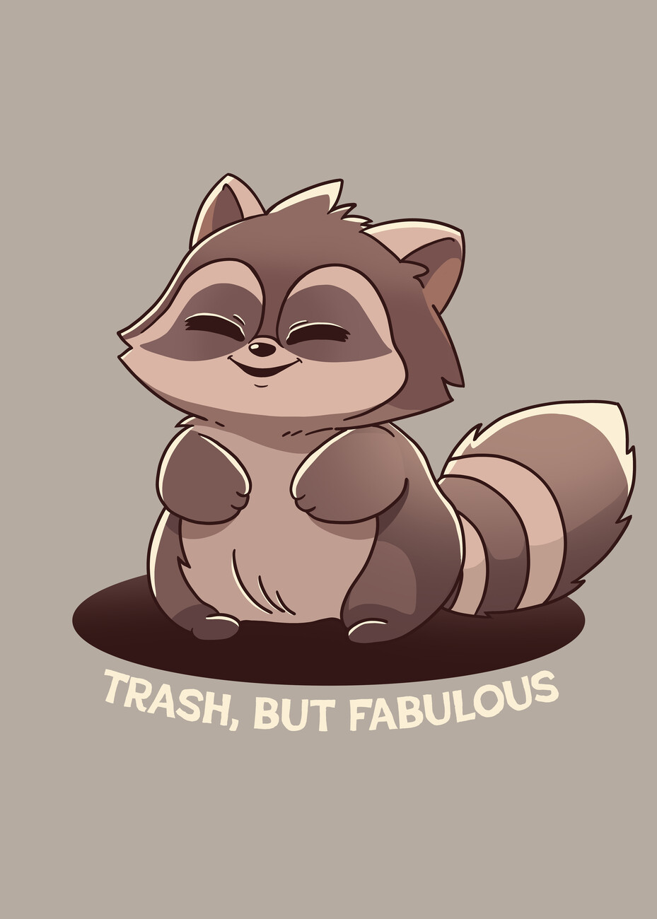 Trash, but fabulous raccoon Wall Mural