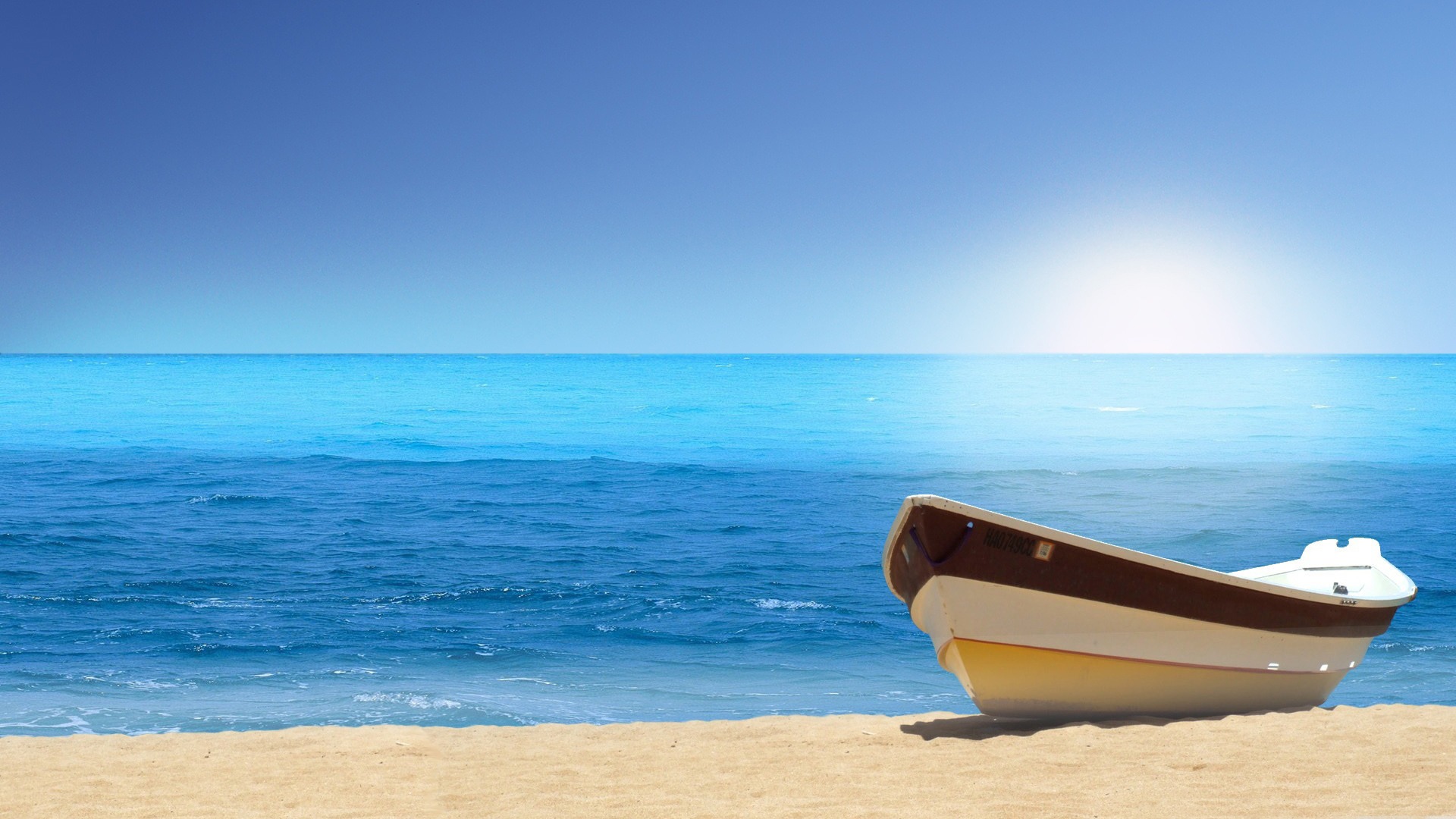 Boat beach sunny day