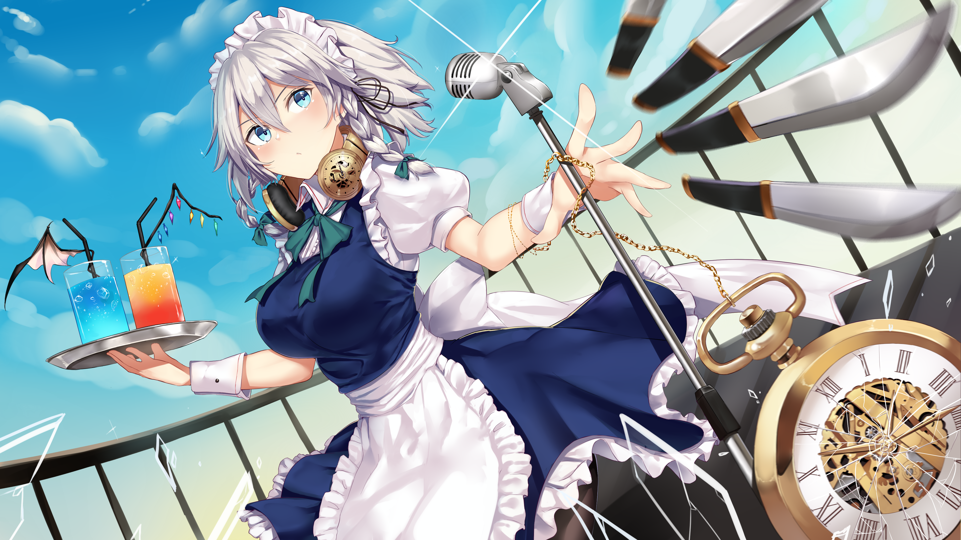 i.f.s.f touhou izayoi sakuya headphones maid wallpaper weapon
