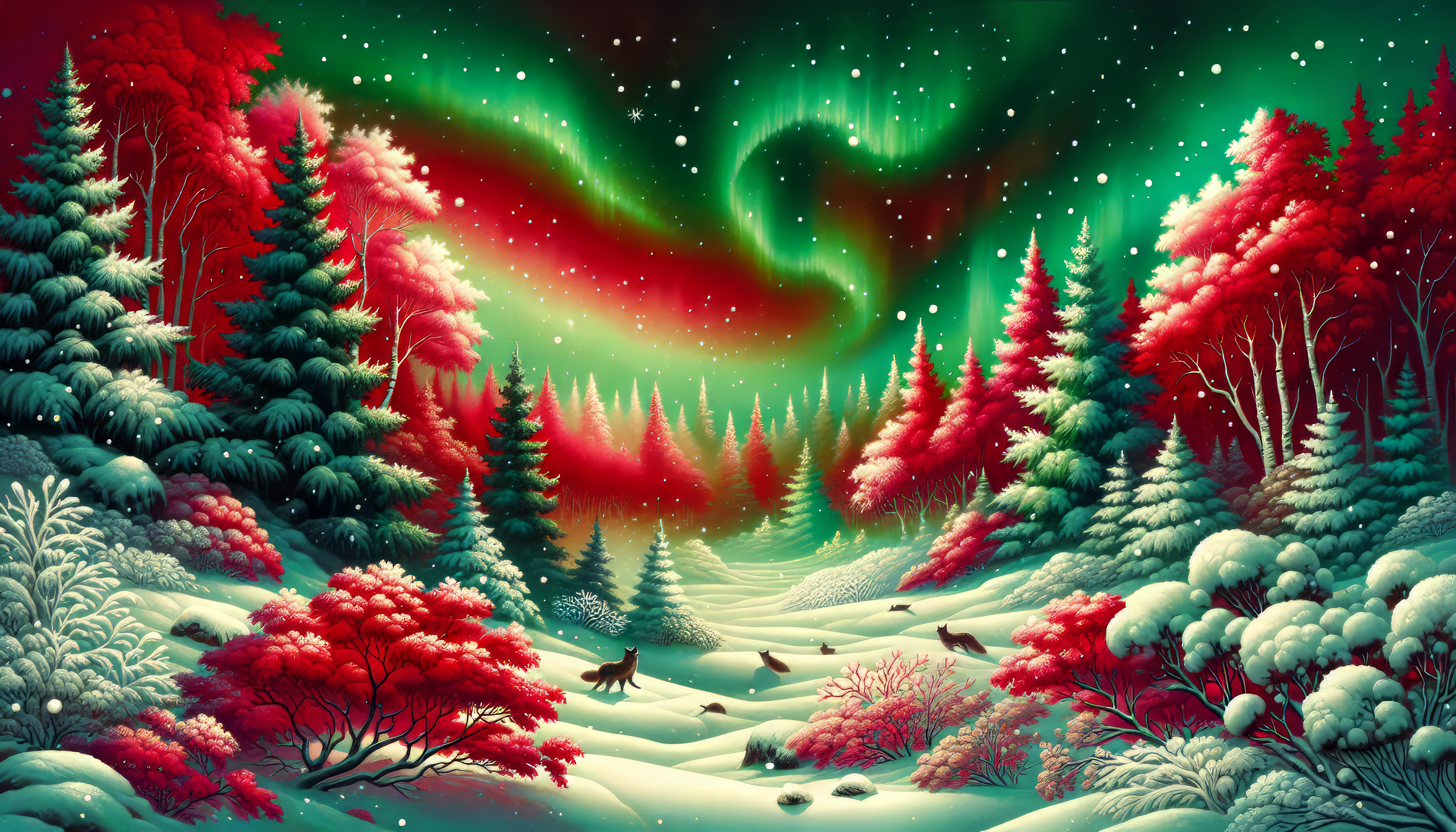 Enchanted Winter Aurora: HD Wallpaper