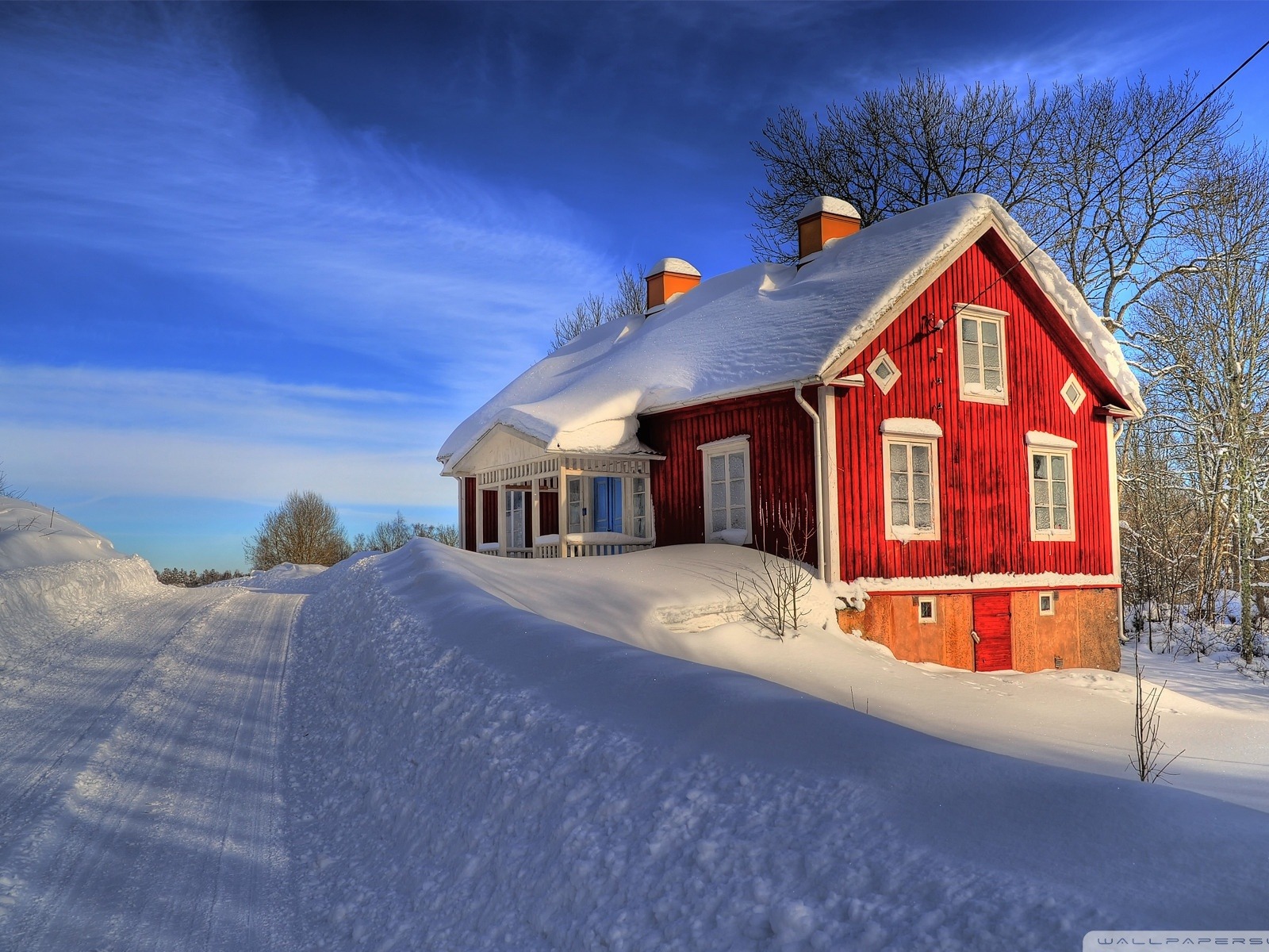 Red House Winter Desktop Wallpaper Winter Scenery